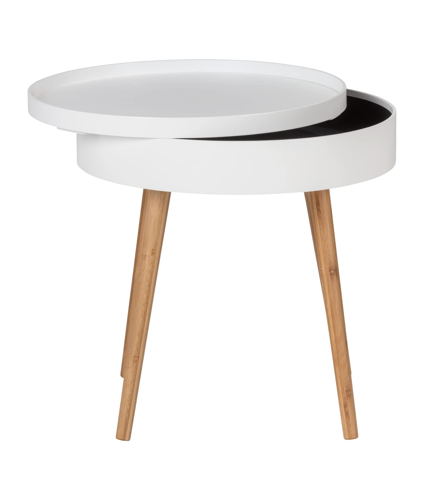 WENKO Finja Bamboo Side Table with Tray & Storage - Natural Wood Coffee Table, Nightstand for Living Room, Bedroom - 19.5