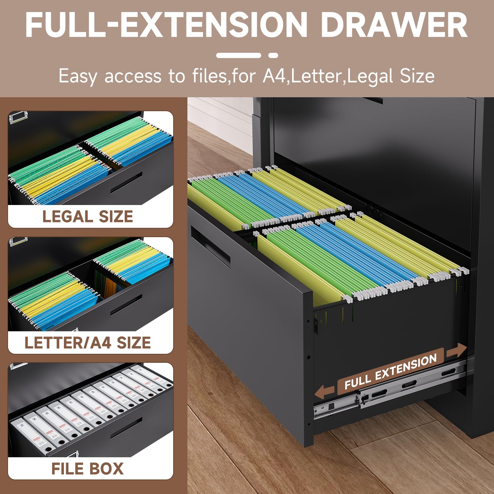 5-Drawer Metal Lateral File Cabinet with Lock - 64
