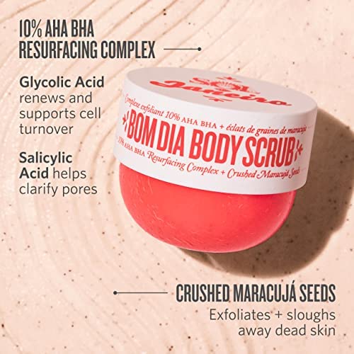 SOL DE JANEIRO Bom Dia Brightening AHA Body Scrub & Body Wash Duo - Exfoliating & Smoothing Treatment for Glowing Skin - Perfect for Shower & Spa Day Self Care Routine