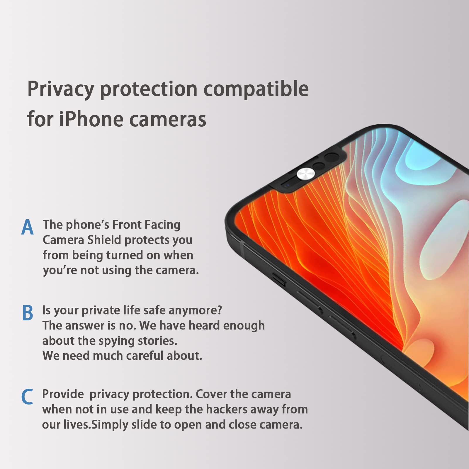 Privacy Webcam Cover for iPhone 13/13 Mini/13 Pro/13 Pro Max - 2 Pack Silver Camera Protector | Blocks Hackers & Protects Security | Works with Face ID | Perfect for Video Calls, Online Meetings & Privacy Protection
