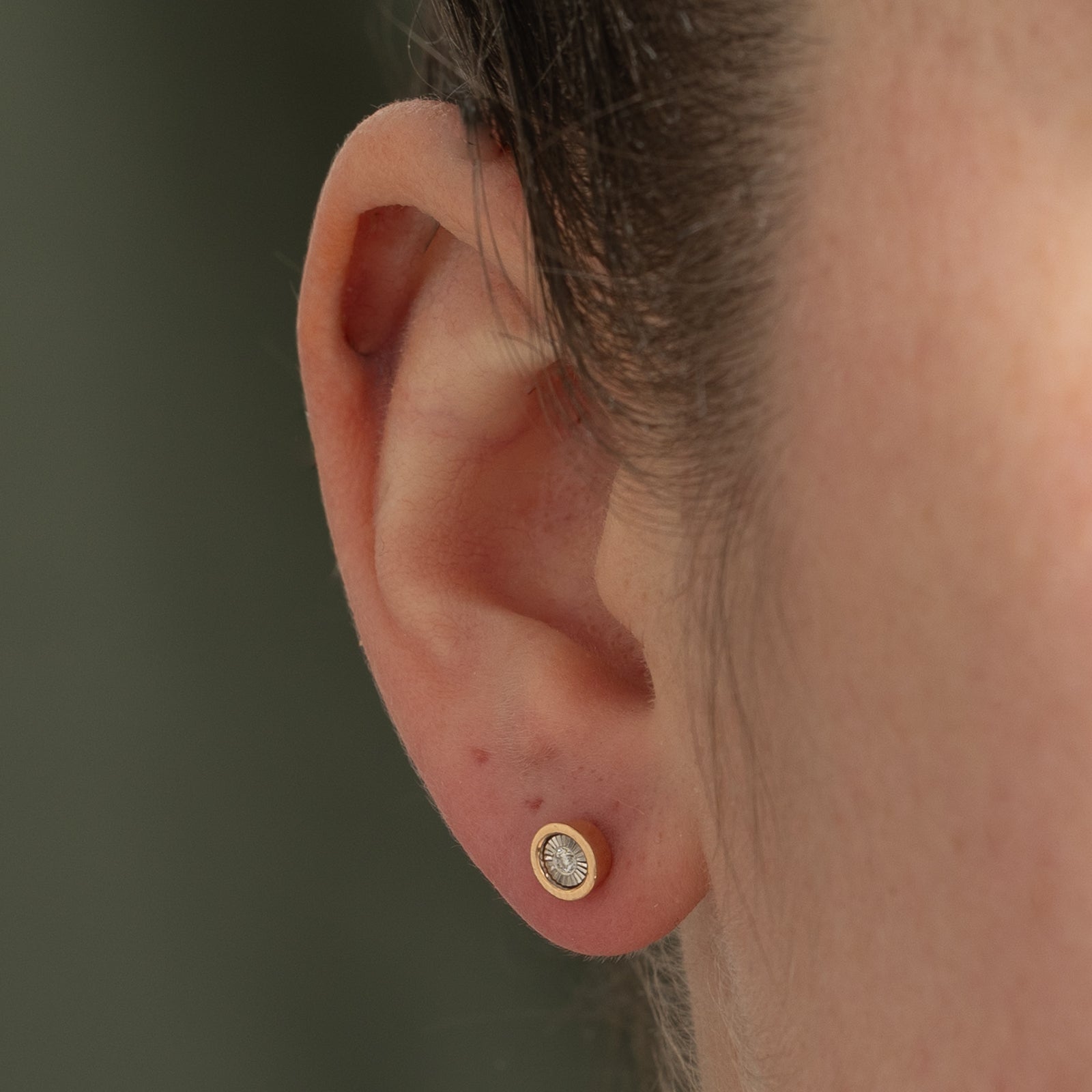 14K Gold Illusion Set Diamond Stud Earrings - 0.04ctw Round Cut Studs for Women | Perfect for Weddings, Anniversaries & Everyday Elegance