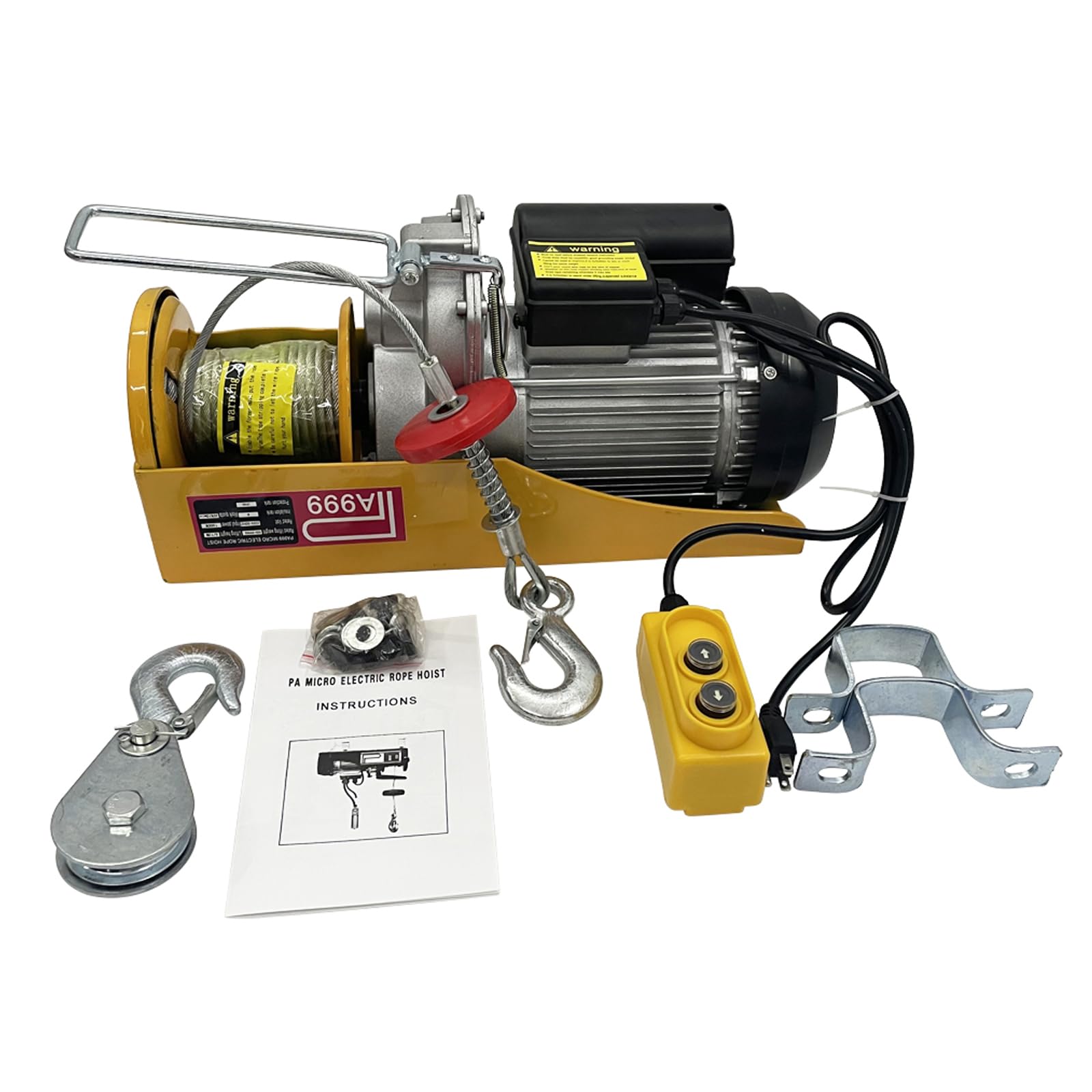 INTSUPERMAI 2000 lbs Electric Hoist Crane - Heavy Duty Overhead Lift Winch with Wire Rope, 220V Garage Ceiling Pulley System for Workshop, Construction, and Automotive Repair