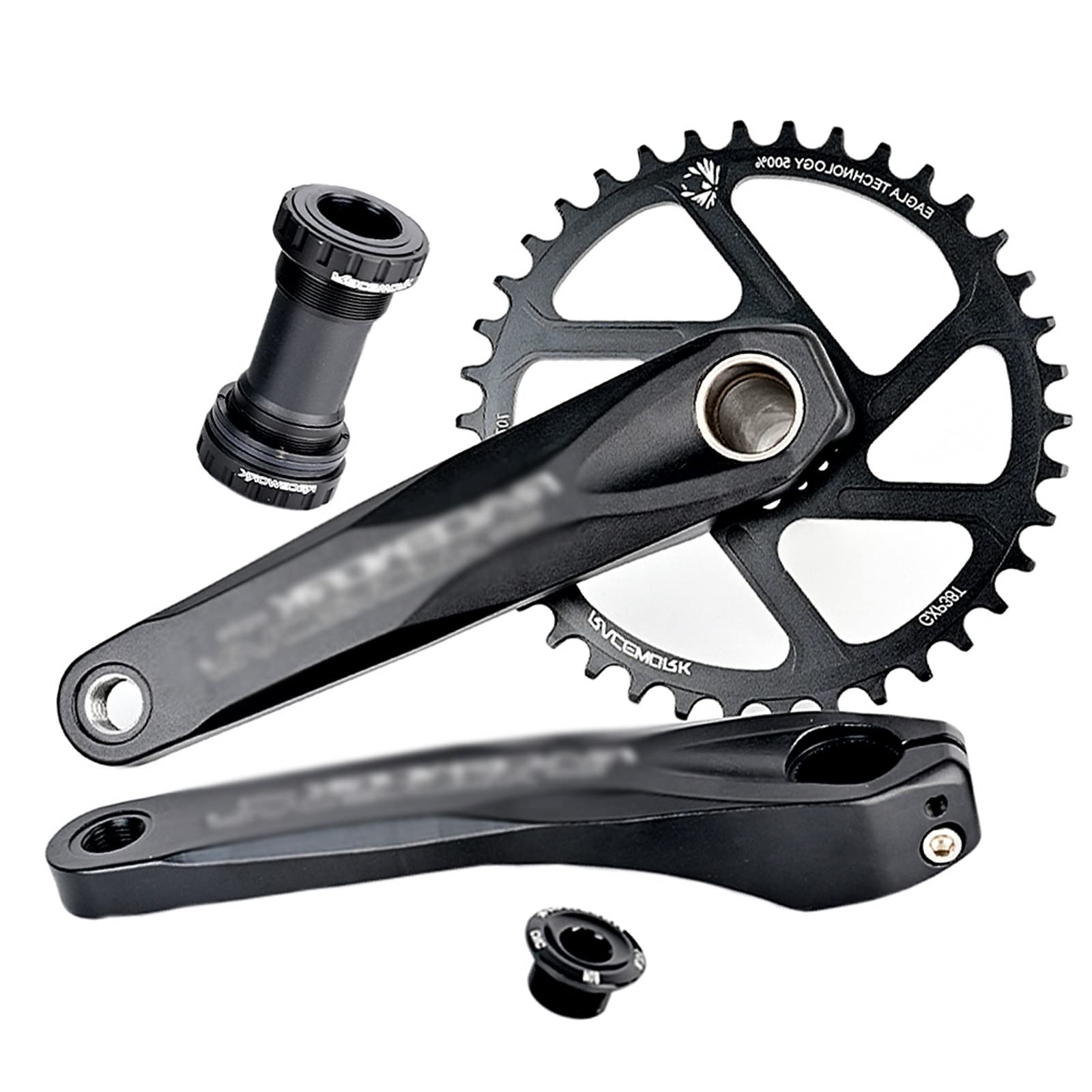 Mountain Bike Crankset - GXP Crank 170mm with 32T 34T 36T 38T Chainring & Bottom Bracket - Durable MTB Crankset for Trail, Downhill & Commuting Bikes
