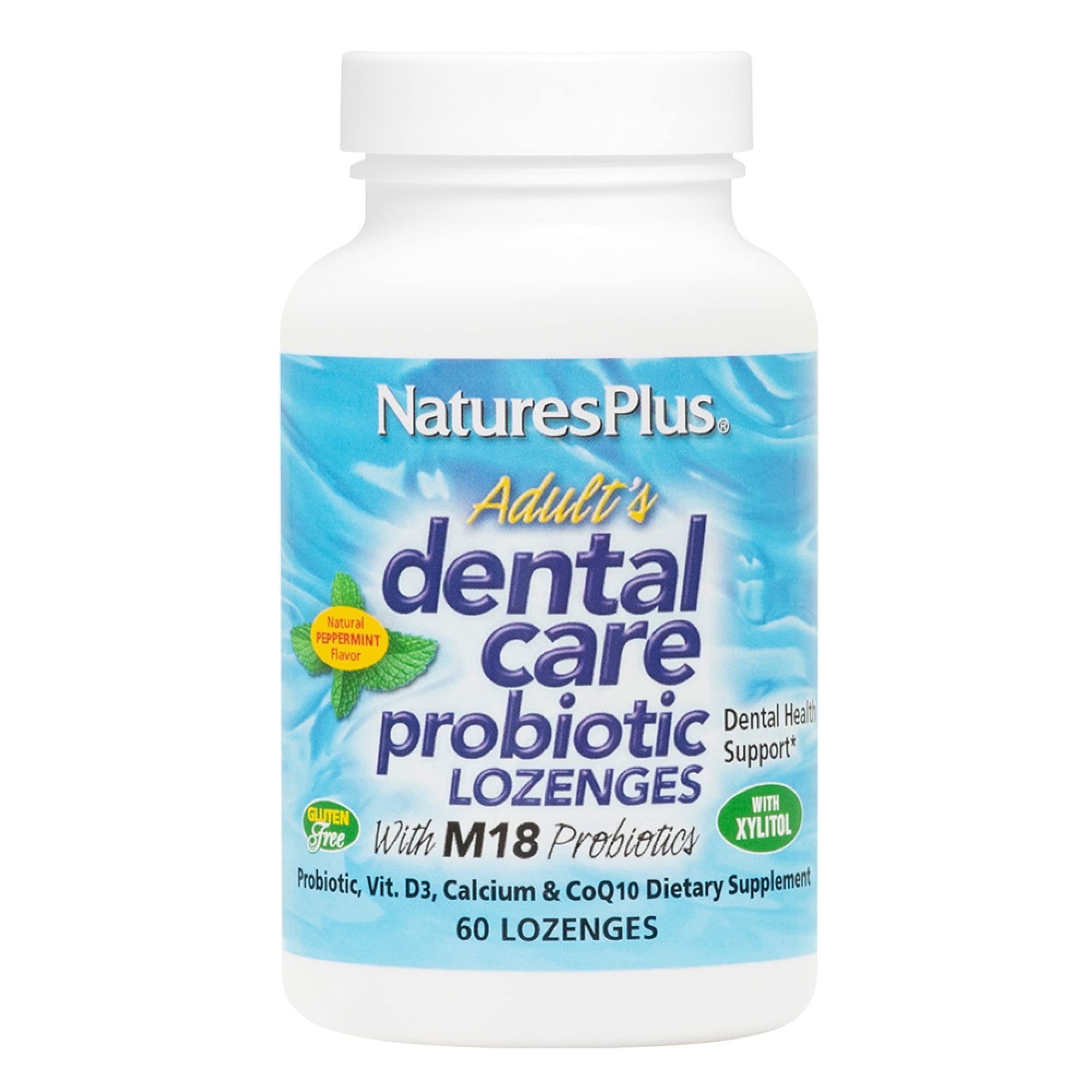 Natures Plus Adults Dental Care Probiotic Supplement for Teeth & Gum Health - Peppermint Flavor - 60 Vegetarian Lozenges (30 Servings) - Supports Oral Hygiene & Fresh Breath for Daily Dental Care Routine