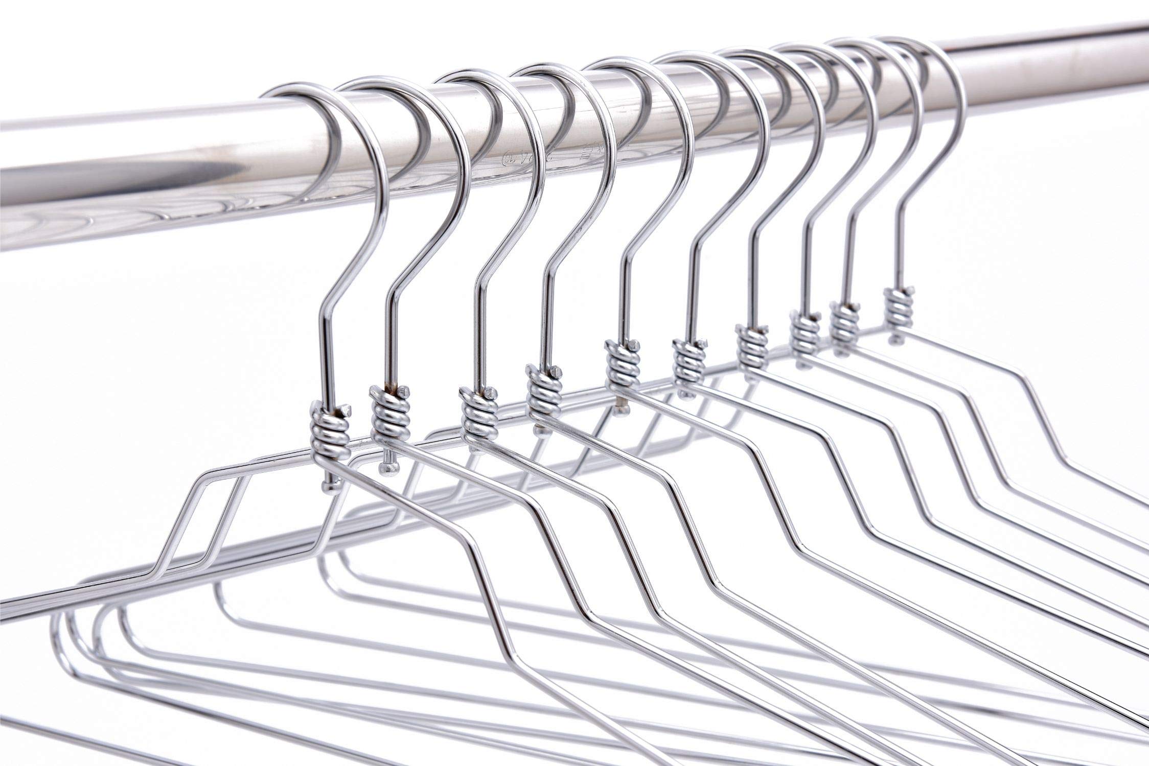 Premium 100-Pack Stainless Steel Heavy Duty Swivel Hook Clothes Hangers - 17