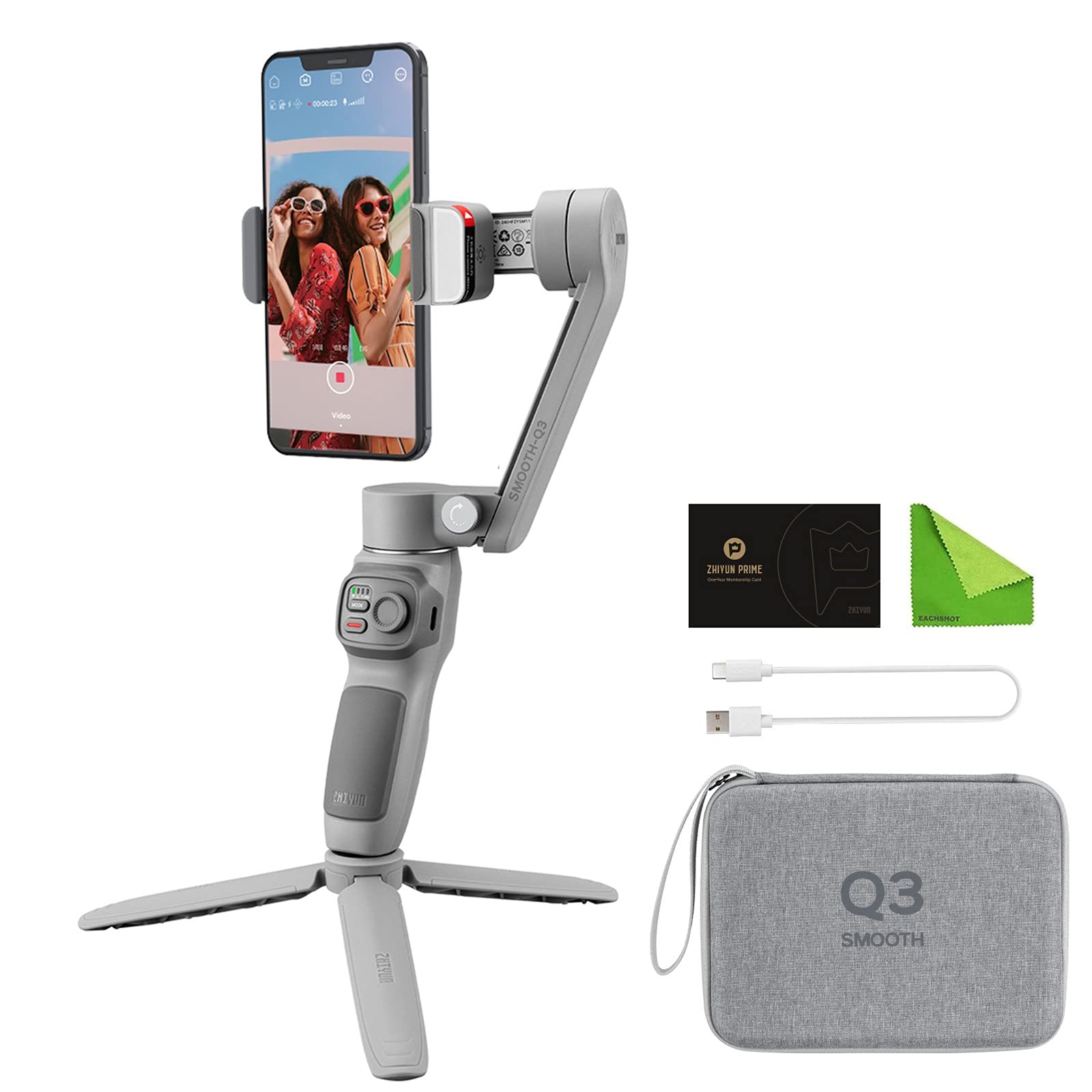 Zhiyun Smooth-Q3 Combo 3-Axis Handheld Smartphone Gimbal Stabilizer for iPhone 12/11/Pro/XS Max/XR/X/8 Plus/7/6/SE & Android Phones - Perfect for YouTube Vlogging, Live Streaming, and Smooth Video Recording