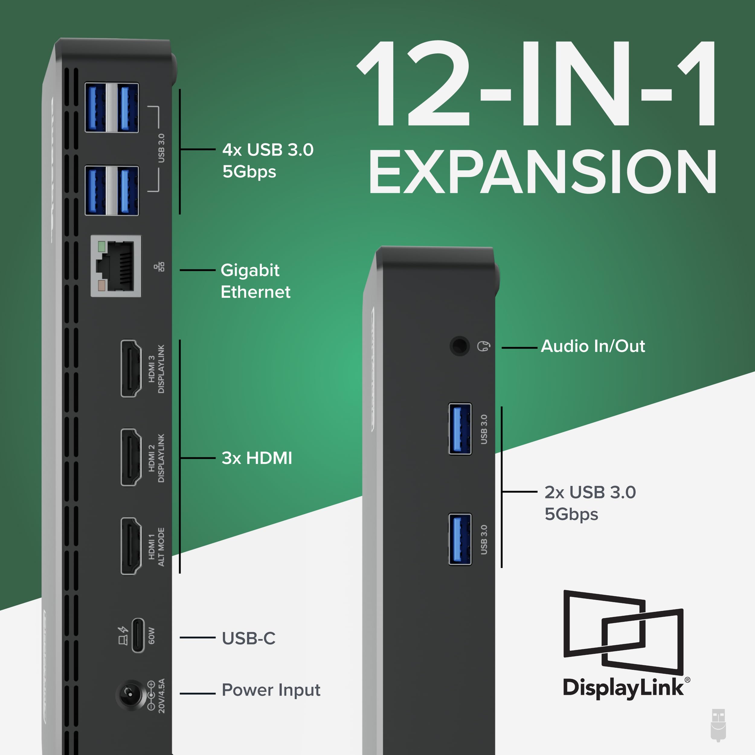 Plugable USB C Triple Display Docking Station with 100W Laptop Charging - Thunderbolt 3/USB4/USB-C Compatible for Windows, Mac, Chromebook - 3 HDMI Ports, 6 USB 5Gbps Ports - Perfect for Home Office, Gaming & Multi-Tasking Workspaces