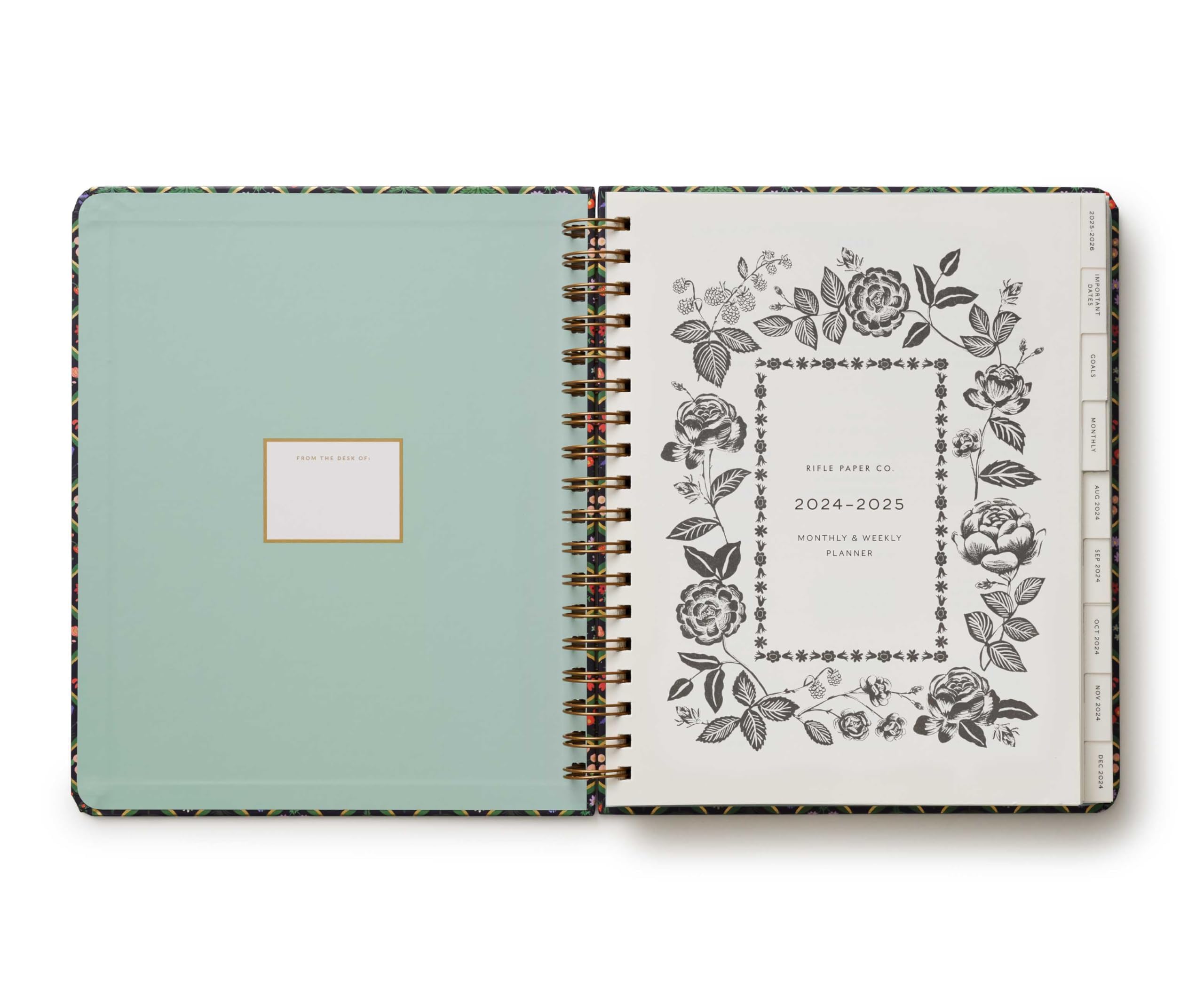 RIFLE PAPER CO. 2025 17-Month Academic Planner - Hardcover Spiral Bound with Weekly & Monthly Pages, Inspirational Quotes, Sticker Sheets & Pocket Folder (10