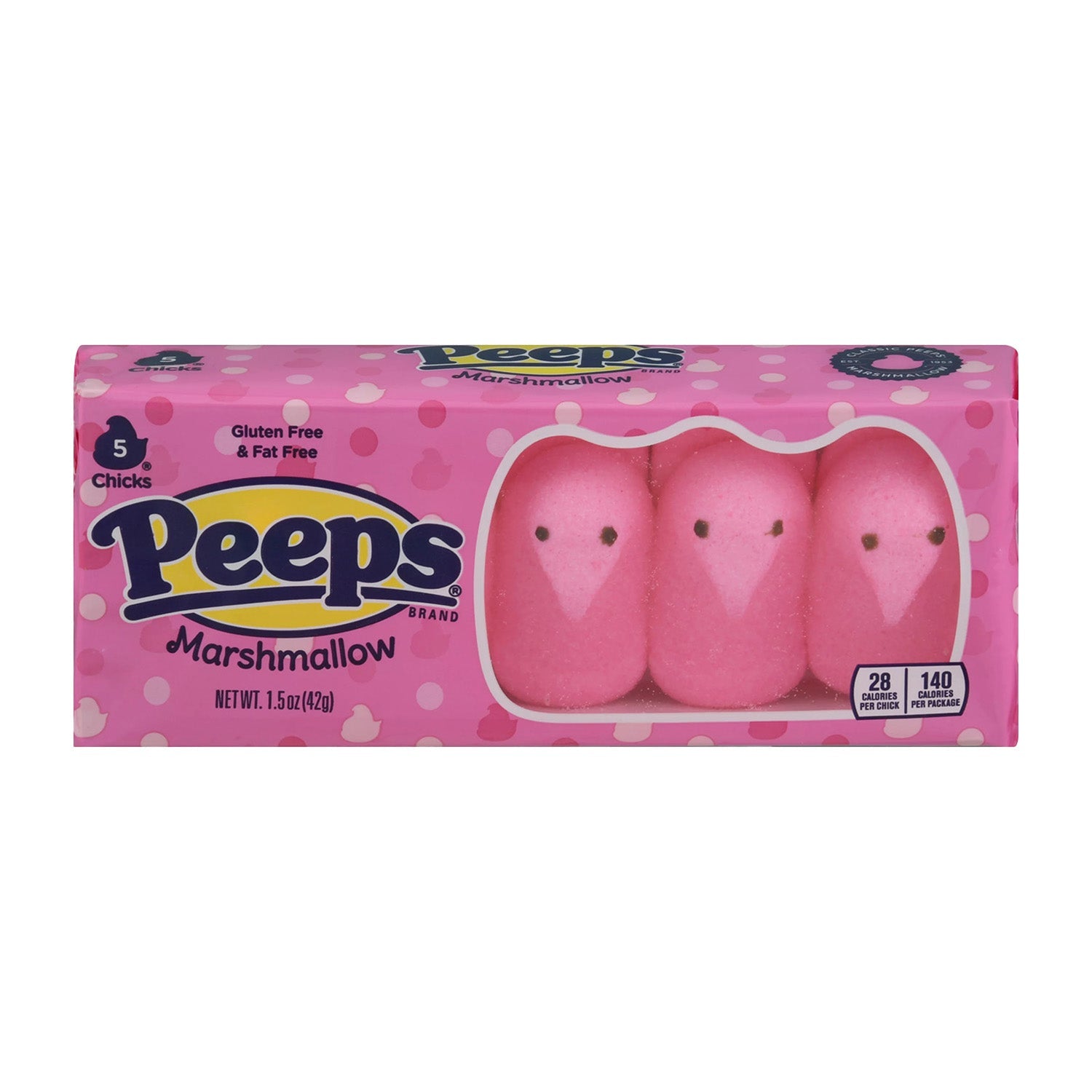 Just Born Peeps Pink Marshmallow Chicks Candy (5 Pack) - Easter Basket Stuffers, Party Favors & Sweet Treats for Kids & Adults