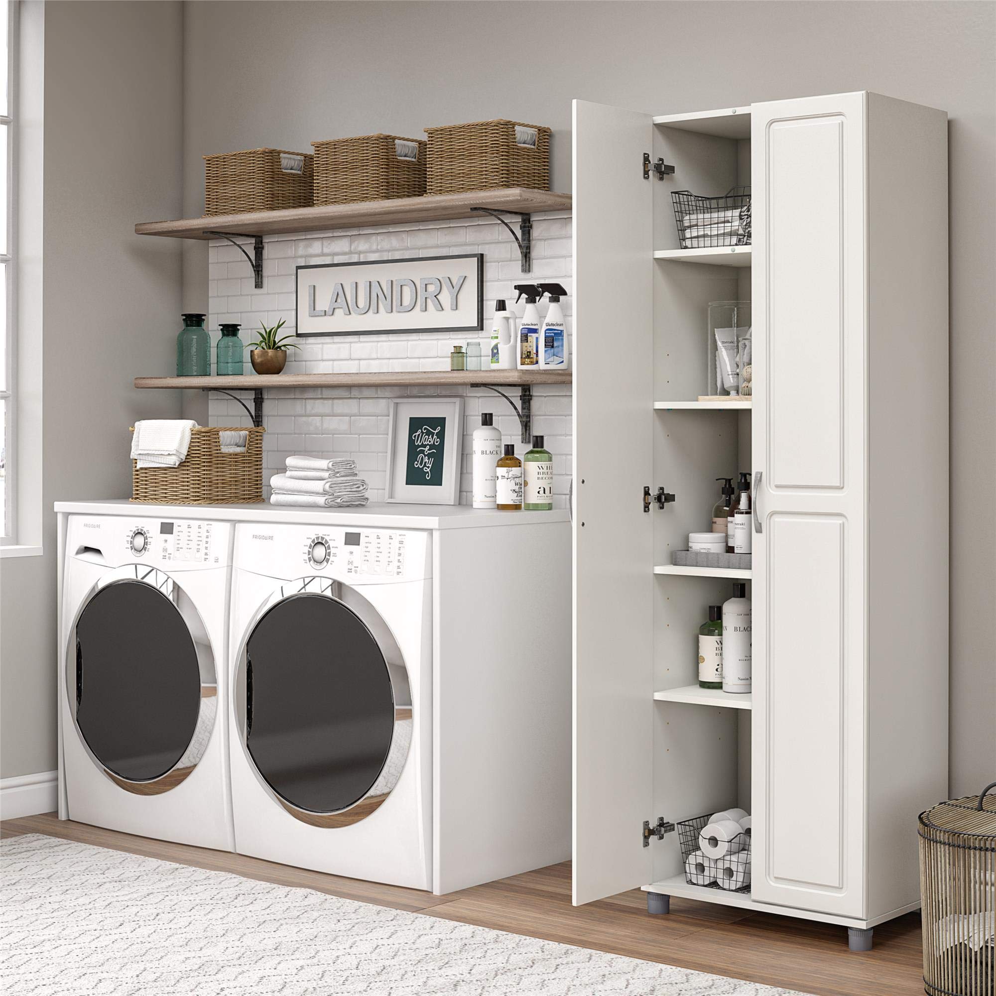 SystemBuild Evolution Kendall 24-Inch White Utility Storage Cabinet - Organize Home Office, Garage & Closet with Durable Storage Solution