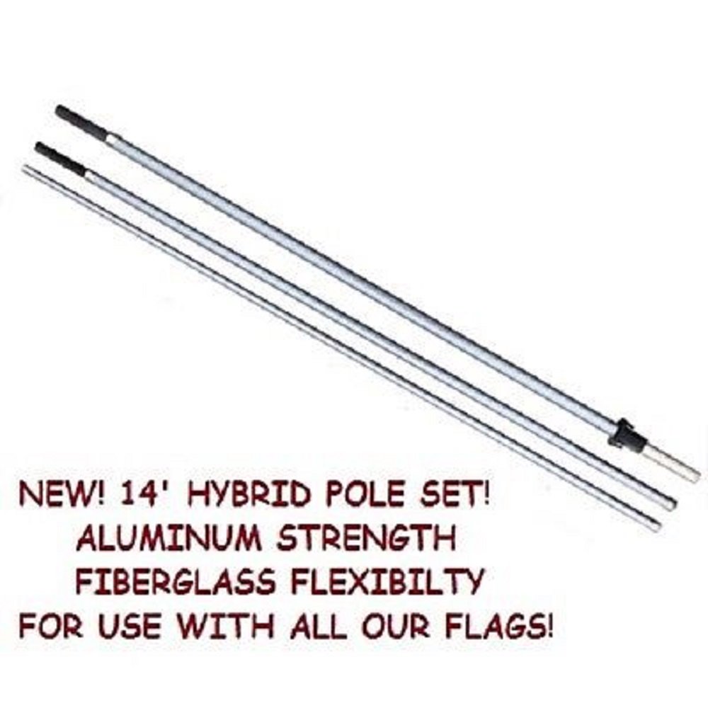 Patriotic Windless Feather Swooper Flag Banner Kit - 14 Foot Pole Set with Safety Orange Stake for Yard, Garden, and Outdoor Decorations