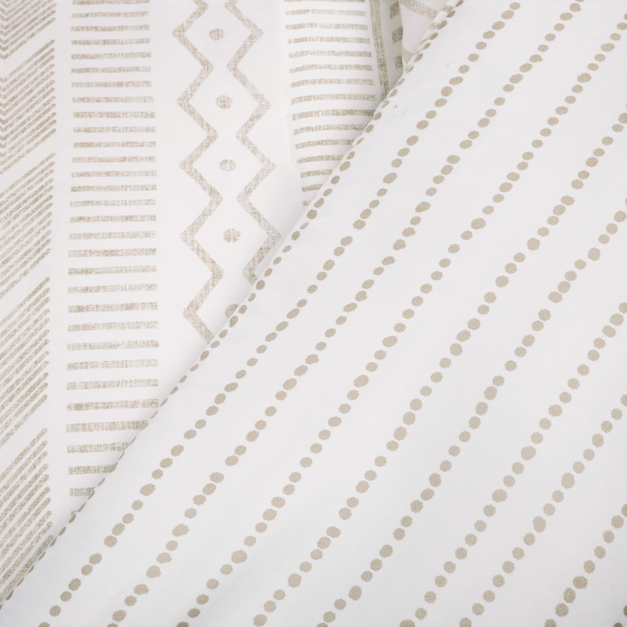 Lush Hygge Reversible Comforter Set - Full/Queen - Taupe & White for Cozy Bedroom