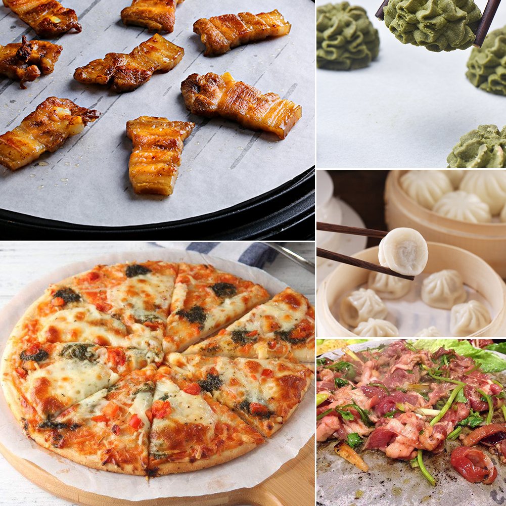 100Pcs Non-Stick BBQ Barbecue Aluminum Foil Sheets, 11 Inch Round Baking Parchment Paper for Grilling, Baking Cakes, Cooking, Air Fryer & Steaming - Perfect for Backyard BBQs, Party Baking & Healthy Meal Prep