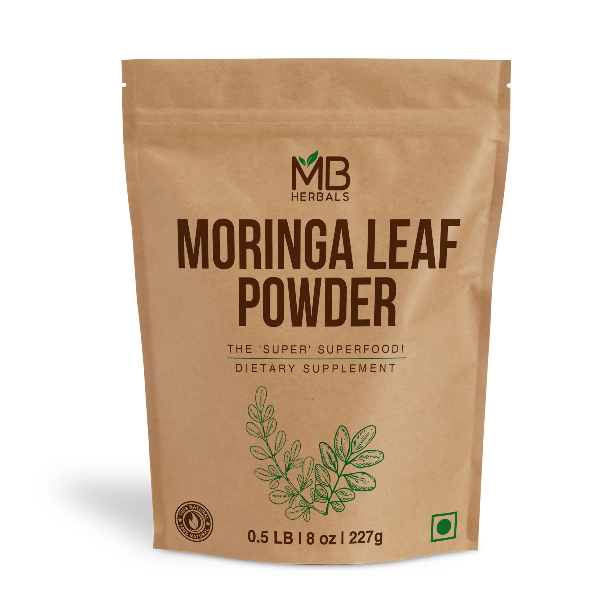 Organic Moringa Leaf Powder 8oz (227g) - 100% Pure Natural Superfood for Smoothies, Tea & Detox | Gluten-Free Vegan Supplement for Energy & Immunity Boost | No Preservatives or Additives | Perfect for Daily Wellness Drinks & Healthy Recipes