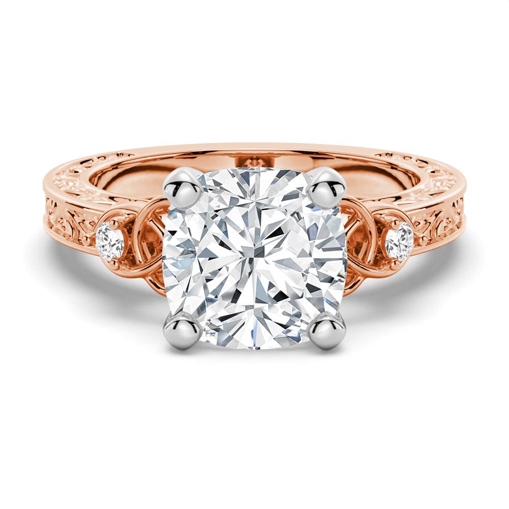 Vintage Celtic Knots Design Cushion Cut Moissanite Engagement Ring for Women - Wedding, Proposal, Anniversary Gift - Handcrafted Sterling Silver or Gold Plated Jewelry