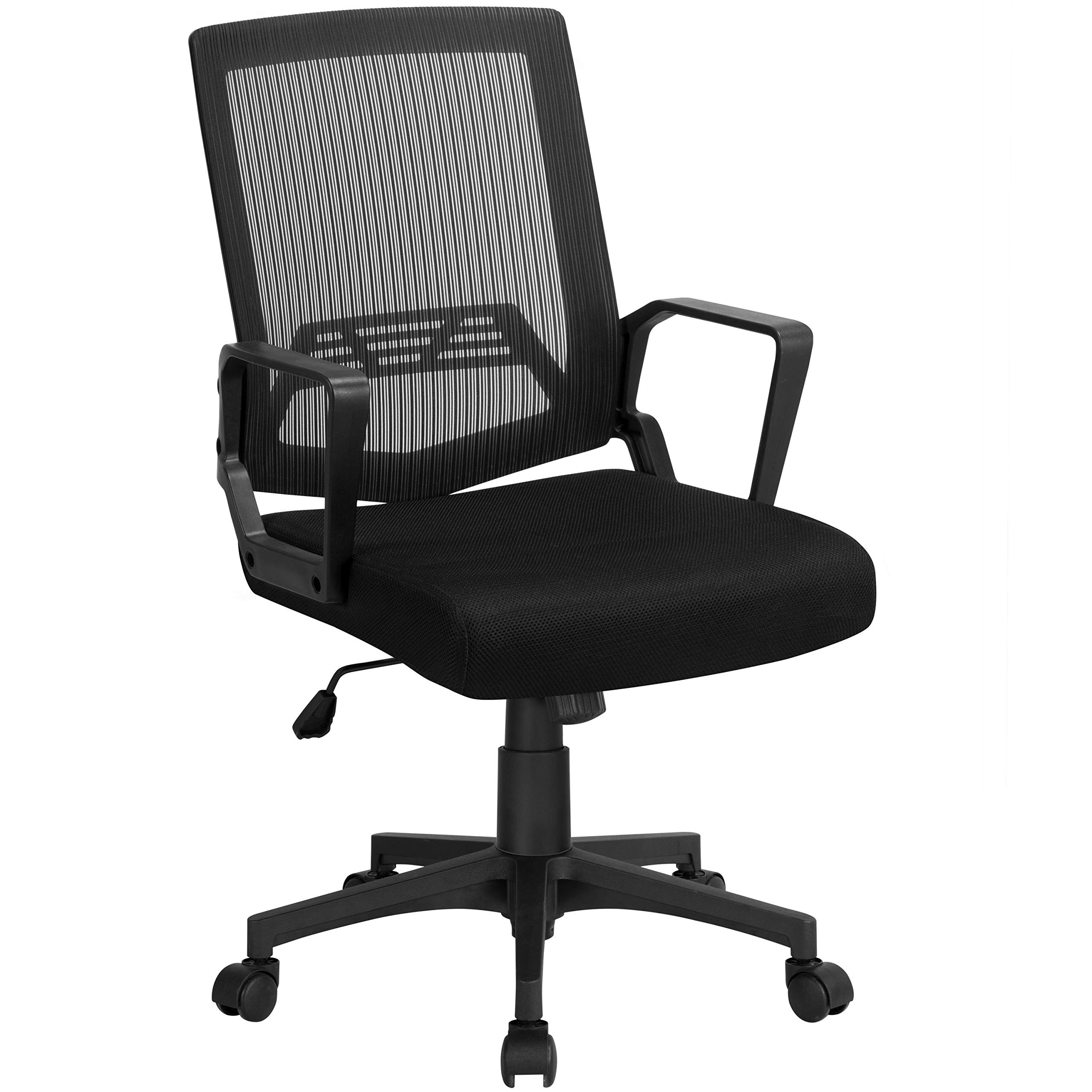 Topeakmart Ergonomic Mesh Office Chair with Lumbar Support - Adjustable Executive Rolling Swivel Computer Desk Chair for Women & Men (Black) - Perfect for Home Office, Gaming, and Workspaces