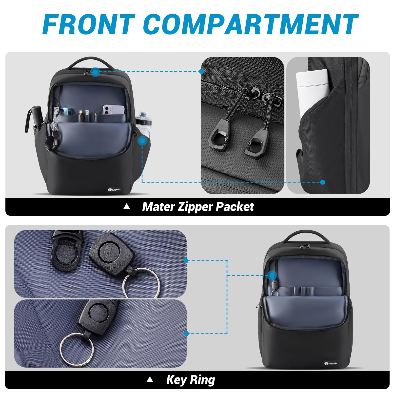 Lightweight Anti-Theft Travel Laptop Backpack for Men - Slim Waterproof Computer Bag with Double Laptop Compartments & Sleeve - Perfect for Business Trips, Commuting & College Use