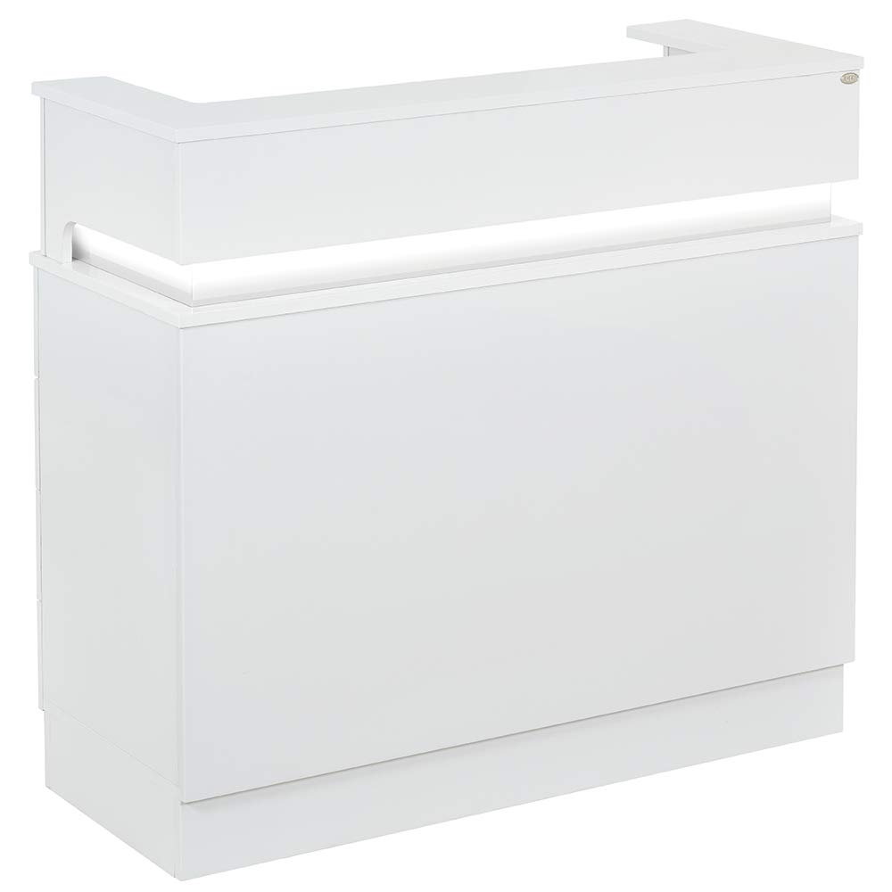 Modern White LED Reception Desk with Storage - Professional Office Furniture for Lobby, Waiting Area & Front Desk - Durable & Stylish Workspace Solution