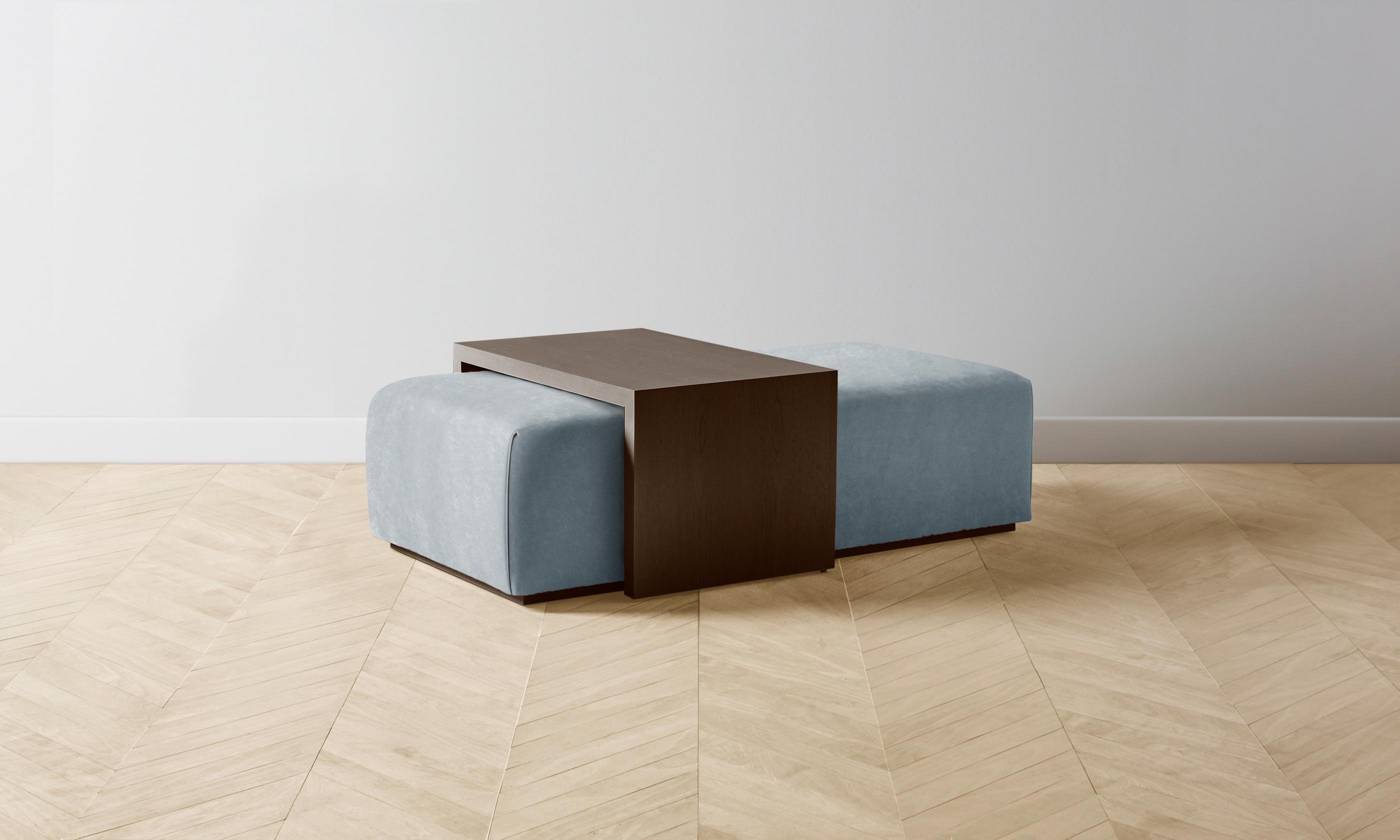 The Bowery Ottoman - Luxe Performance Velvet in Sky Blue - Perfect for Living Room, Bedroom & Home Decor