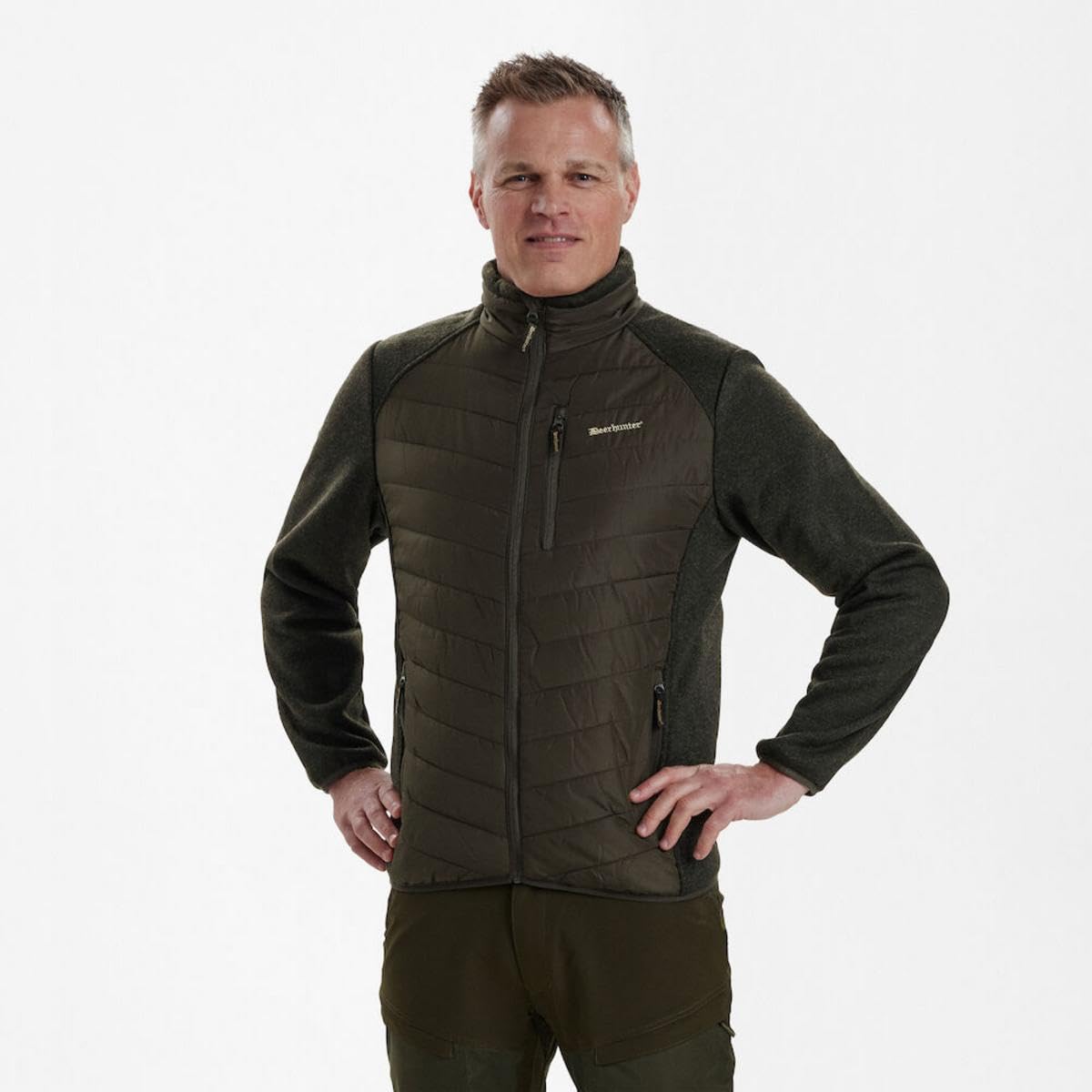 Men's Moor Padded Jacket with Knit Collar - Small Brown | Winter Outdoor Coat for Hiking, Camping & Casual Wear