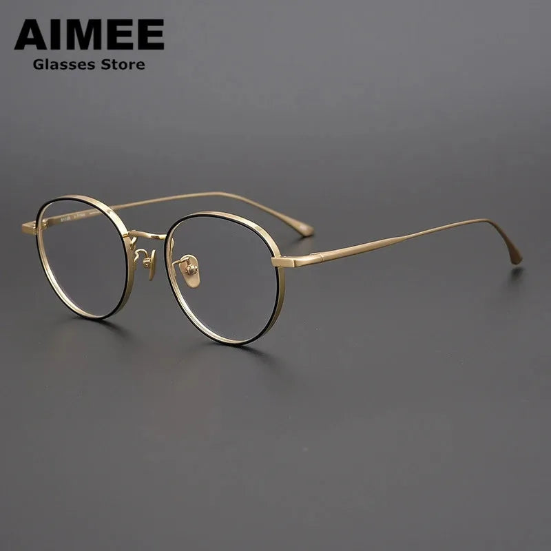 Aimee Unisex Full Rim Round Titanium Eyeglasses 7845 - Lightweight & Durable Frame for Men & Women - Perfect for Reading, Work & Everyday Use
