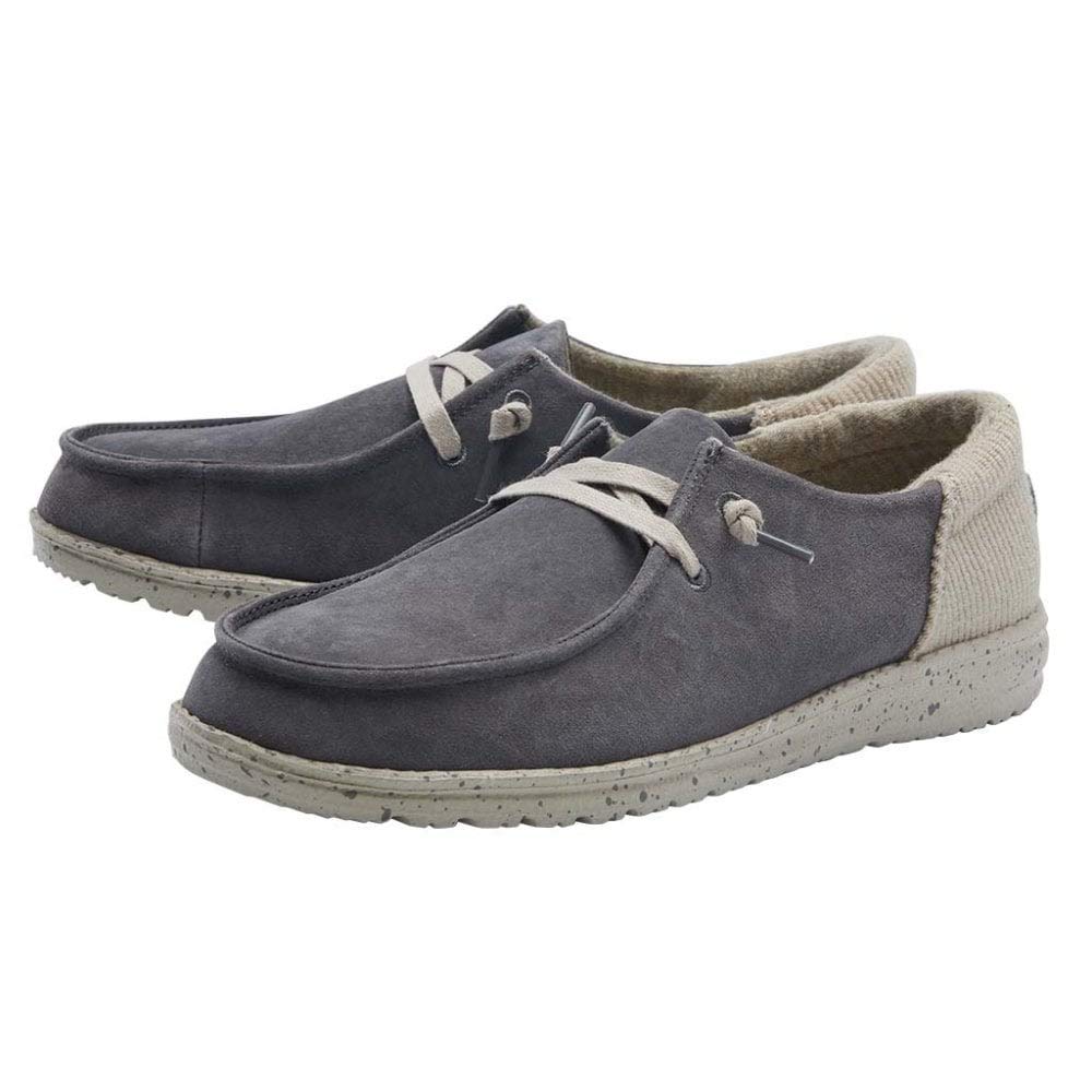 Hey Dude Women's Wendy Suede Dark Grey Slip-On Loafers - Size 5 | Comfortable Lightweight Casual Shoes for Women | Perfect for Walking, Travel & Everyday Wear