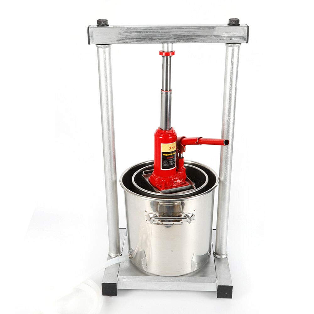 12L Stainless Steel Fruit Crusher & Wine Juice Press - Manual Grape Pulp Grinder, Apple Cider Juicer with Hydraulic Jack for Home Brewing & Winemaking