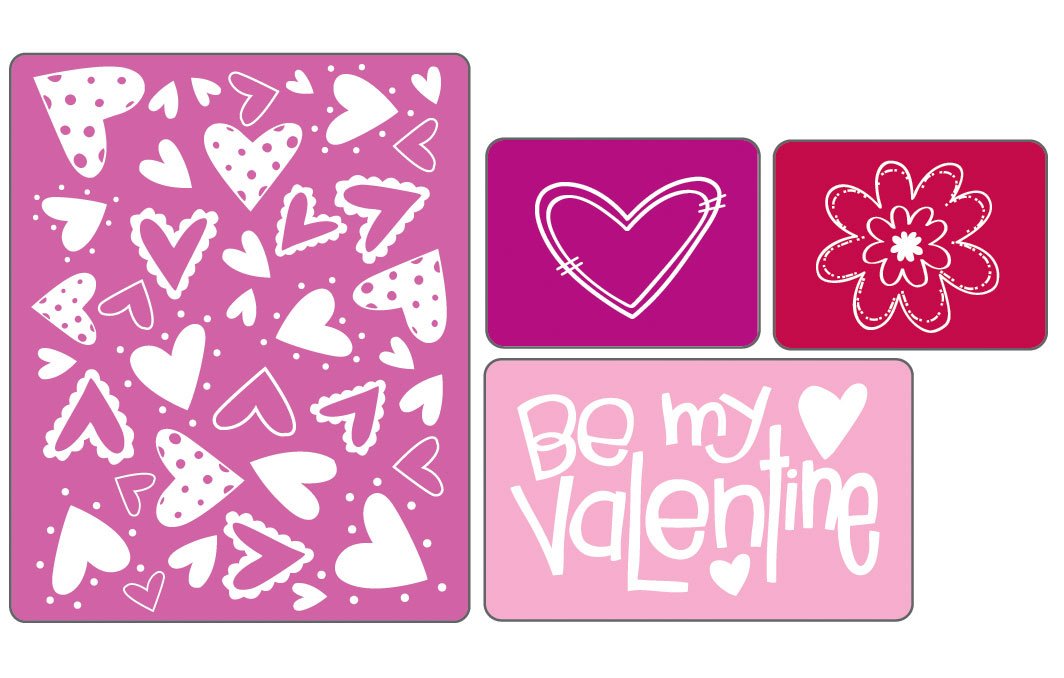 Textured Impressions 4-Pack Embossing Folders - Valentine's Day Card Making Set #4 for Scrapbooking & DIY Greeting Cards