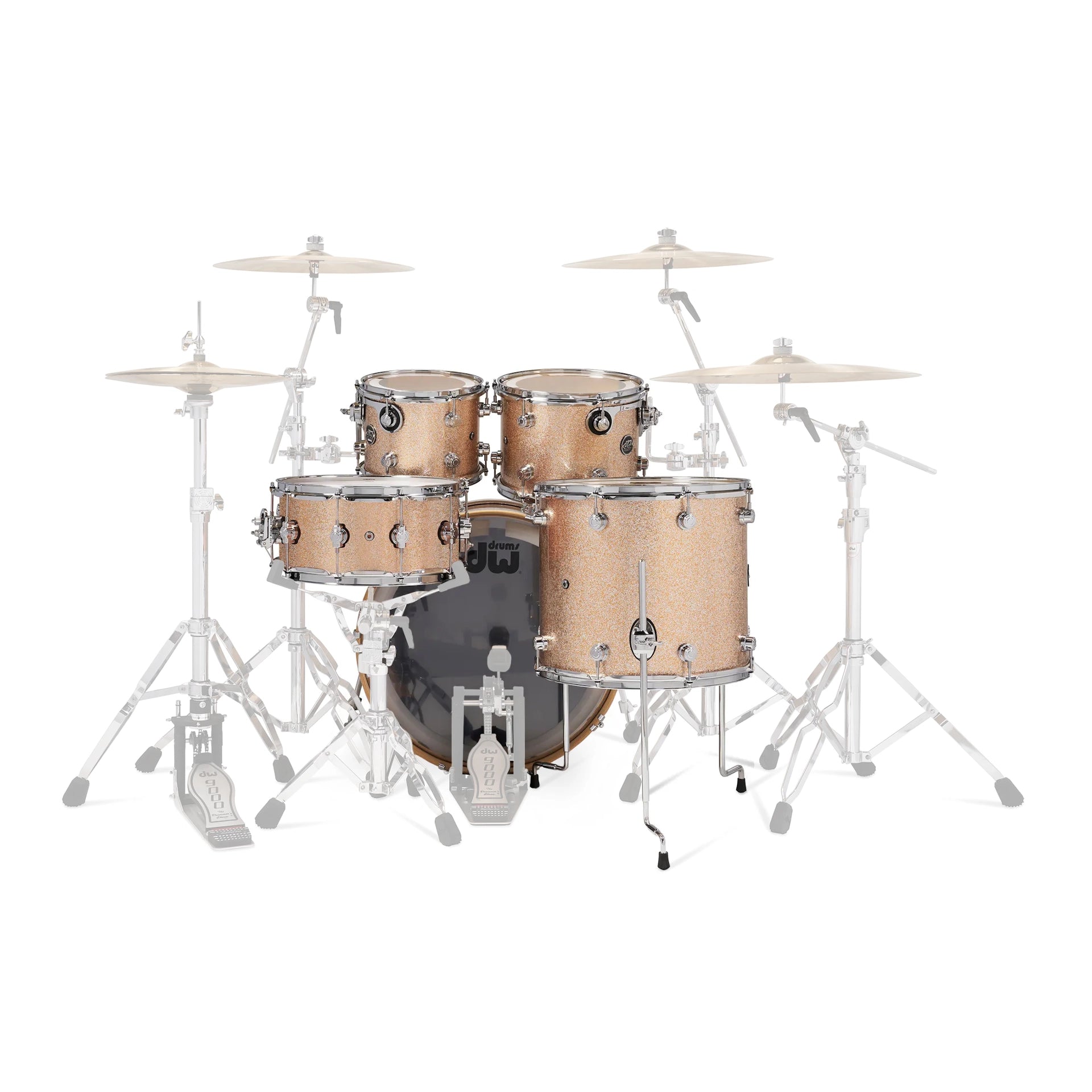 DW Performance Series 5-Piece 8-Ply Maple Shell Drum Set - Bermuda Sparkle Finish | Professional Drum Kit for Live Performances & Studio Recording