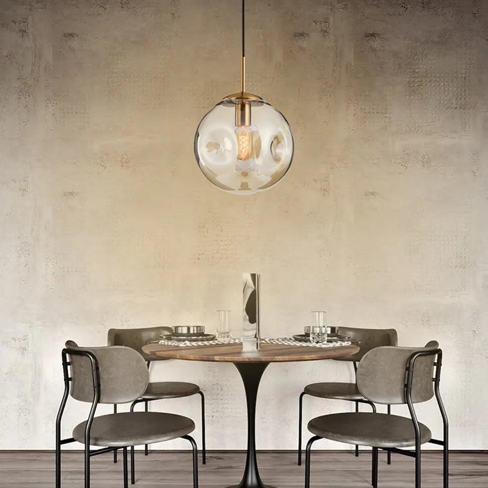 Modern Spherical Glass Bubble Pendant Light - Elegant Ceiling Lighting for Living Room, Bedroom, and Dining Room Decor
