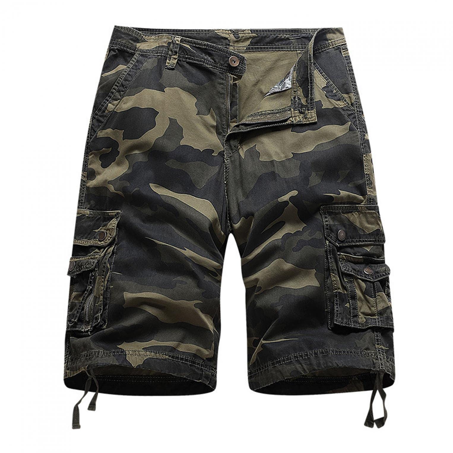 **Men's Cargo Shorts with Elastic Waist - Relaxed Fit, Multi-Pocket Outdoor Work Shorts for Hiking, Camping & Casual Wear**