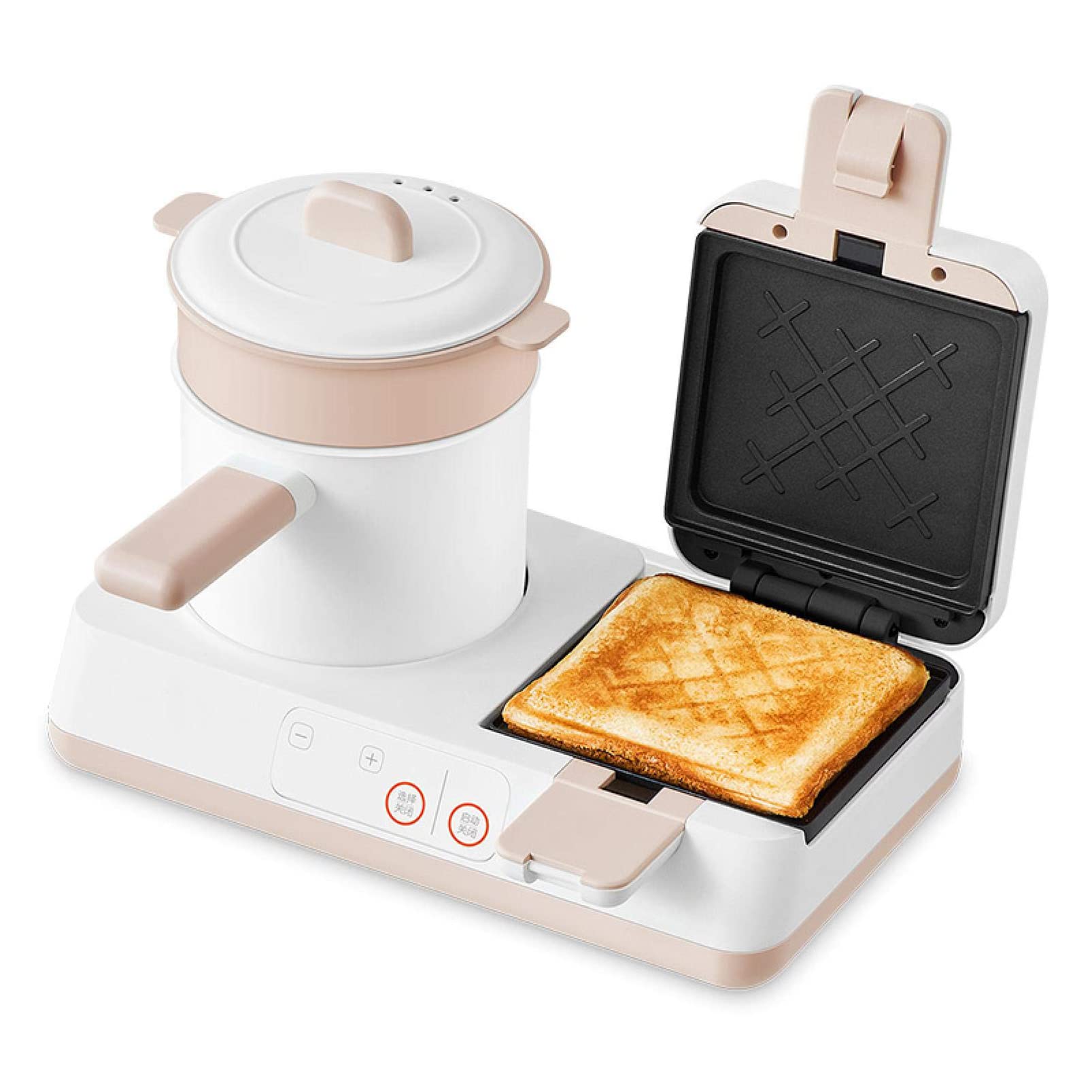4-in-1 Electric Breakfast Maker - Toaster, Sandwich Press, Egg Cooker & Steamer | Compact Multi-Function Kitchen Appliance for Quick Breakfast, Snacks & Light Meals | Perfect for Dorms, Offices & Small Kitchens (White)