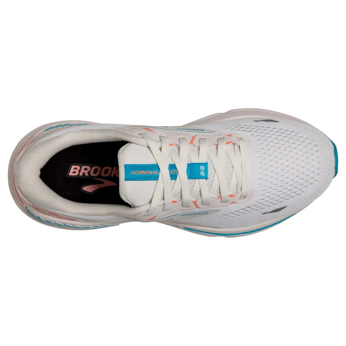 Brooks Women's Adrenaline GTS 23 Running Shoes - Lightweight Support for Overpronation, Coconut/Papaya/Blue - Perfect for Road Running, Jogging & Daily Workouts