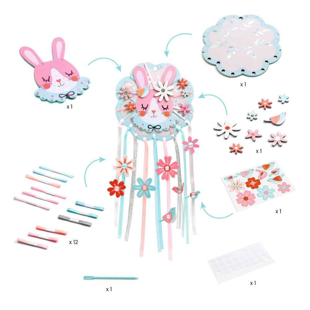 DIY Dreamer Bunny Dreamcatcher Craft Kit for Kids Ages 4+ | Creative Arts & Crafts Activity | Perfect for Bedroom Decor, Birthday Gifts & Preschool Projects