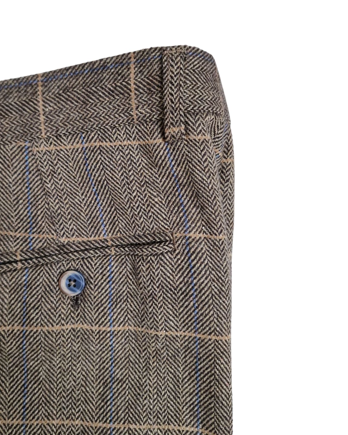 Cavani Albert Men's Brown Tweed Check Trousers | Classic Slim Fit Dress Pants for Business & Formal Occasions