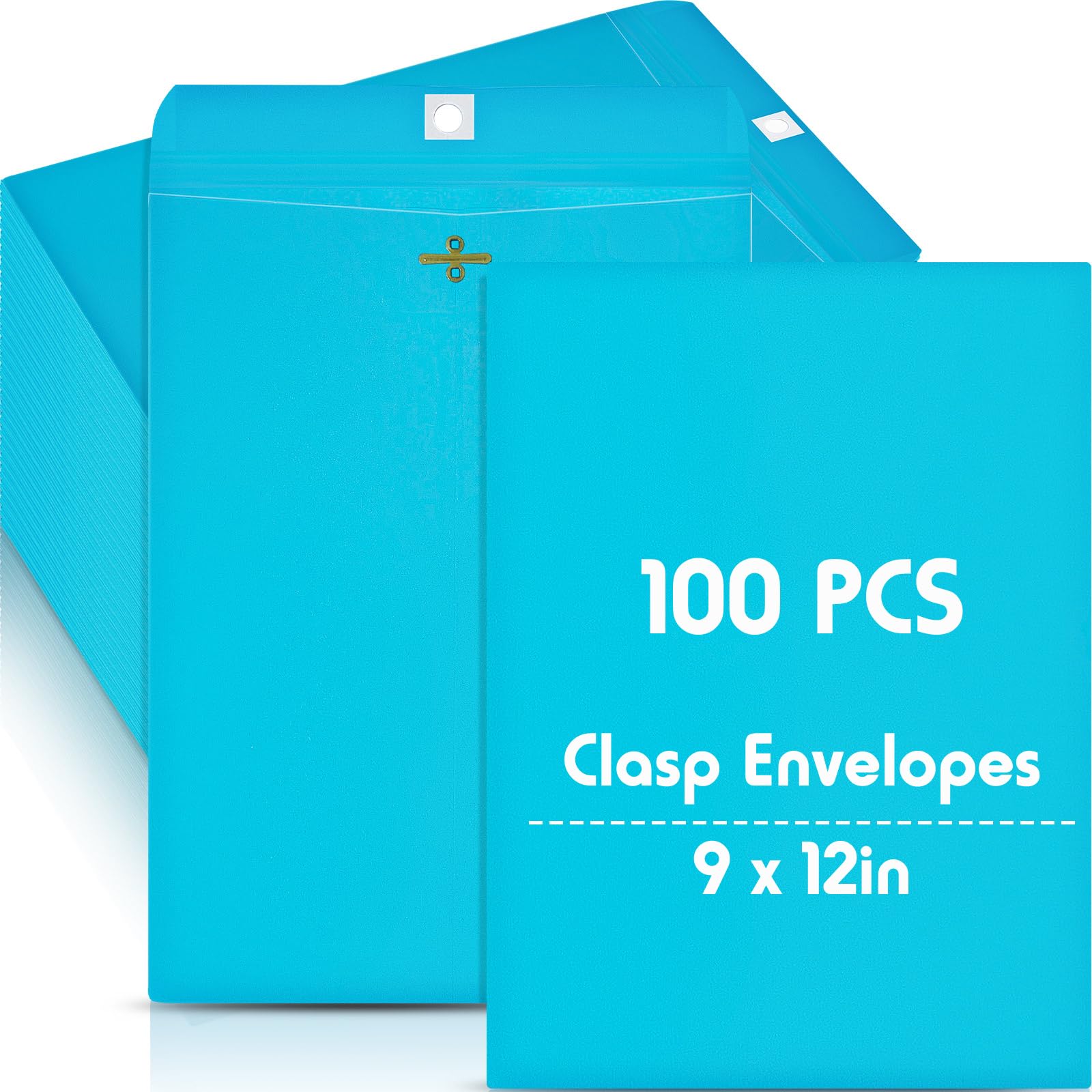 Geyee 100 Pcs Colored Manila Clasp Envelopes with Gummed Flap, 9 x 12 Inch - Lake Blue, Secure Storage & Mailing Solution for Home, Office & Business Documents | Perfect for Organizing Files, Sending Contracts & Business Correspondence