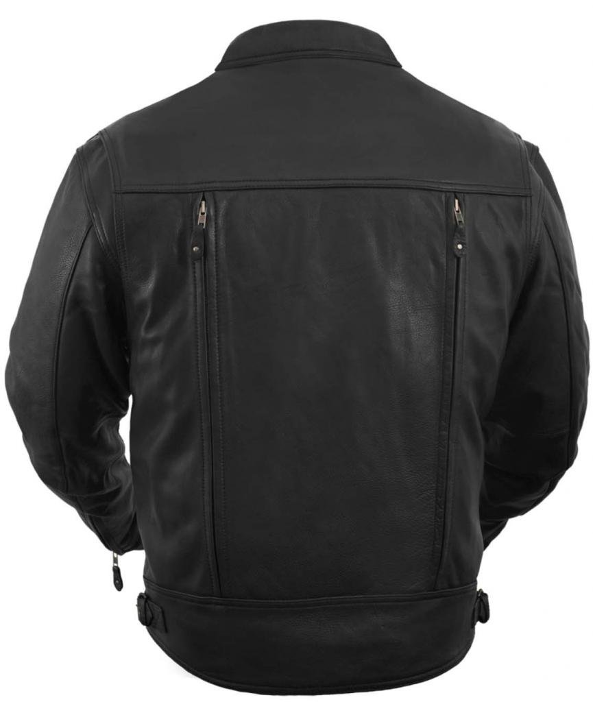 True Element Men's Asymmetrical Vented Leather Motorcycle Jacket with 2 Utility Pockets - Black, Medium - Perfect for Riding, Biker Events & Casual Streetwear