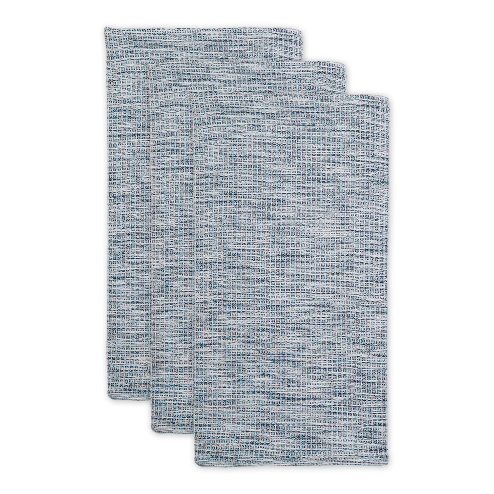 DII Recycled Cotton Absorbent Waffle Dish Towel Set - Teal Green, 20x30 Inches, 3-Piece Eco-Friendly Kitchen Towels for Drying Dishes, Cleaning Countertops & Stylish Home Decor