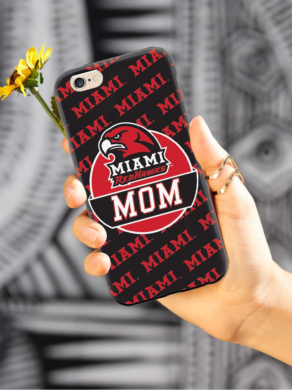 3D Textured iPhone 15 Pro Max Case - Shockproof Rubber Bumper Cover - Protective Phone Case for Apple iPhone 15 Pro Max - Miami University Redhawks Design - Perfect Gift for College Students & Moms - Durable Protection for Everyday Use & School Life