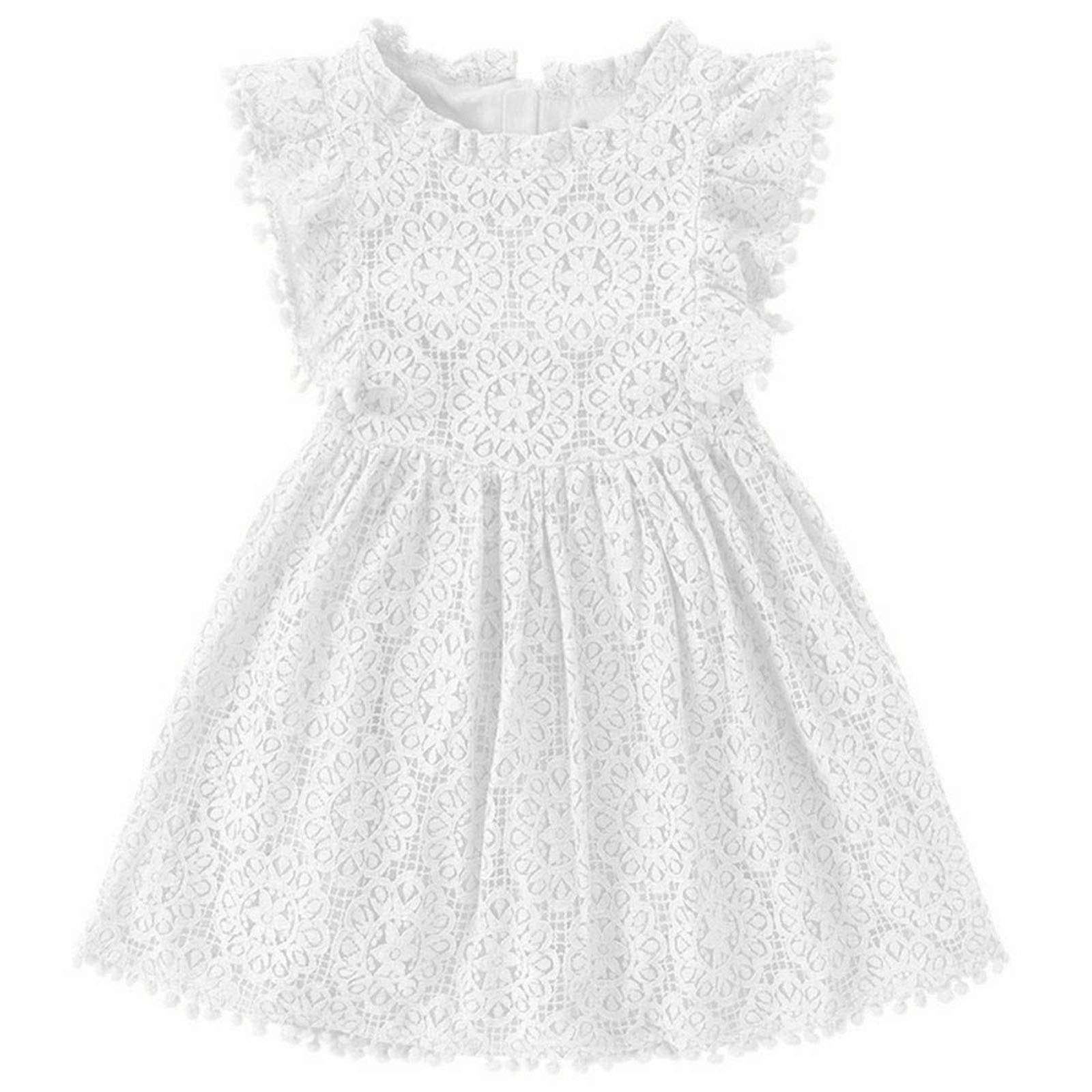 Elegant Black Lace Toddler Party Dress with Pom-Pom & Flutter Sleeves - Princess Style Baby Girls Dress & Skirt Set for Birthday, Christmas & Special Occasions