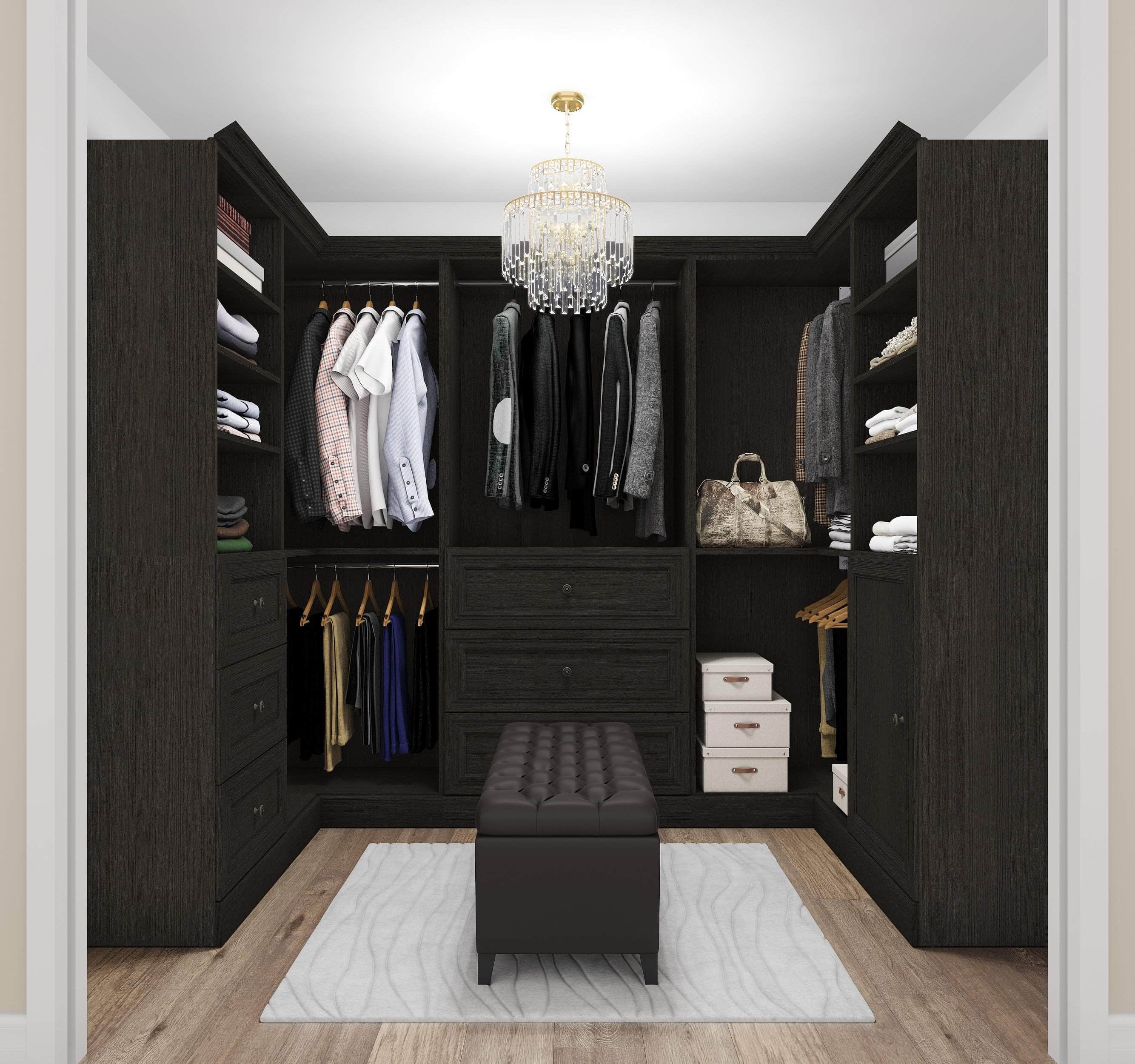 Versatile U-Shaped Walk-In Closet Organizer in White - Perfect for Bedroom, Dorm & Apartment Storage Solutions