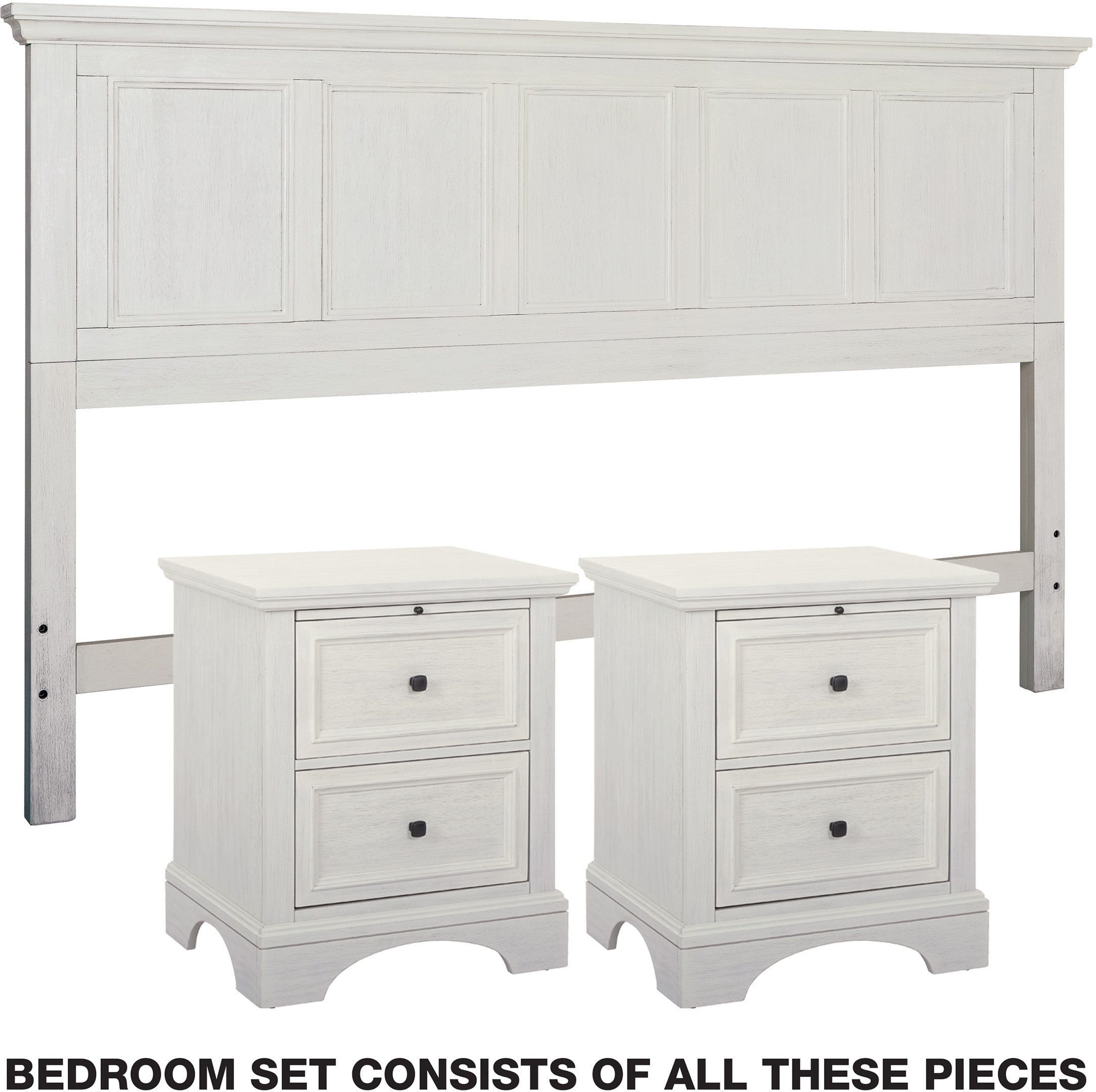 Office Star Farmhouse Basics 3-Piece Bedroom Set [BP 4215 312W] - Perfect for Cozy Home Decor & Guest Room Setup