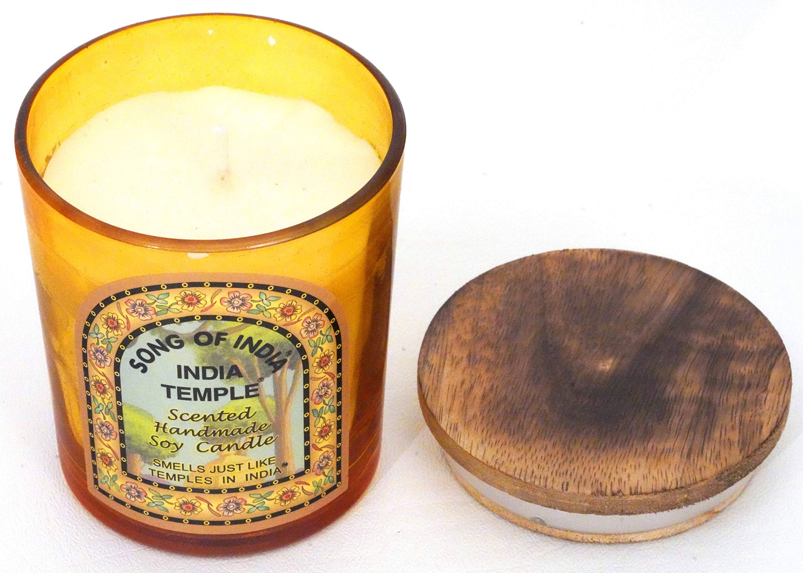 Song of India Aromatherapy Soy Candle with Mango Wood Lid - Handmade Natural Temple Scented Candle for Meditation, Yoga, Stress Relief | Home Decor, Spa & Wellness Gift (200g) - Perfect for Relaxation, Bedroom Ambiance & Self-Care Rituals