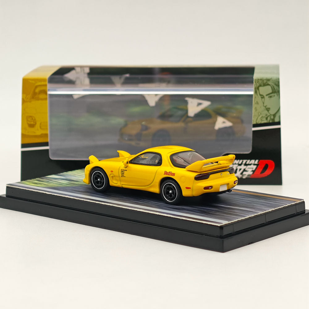1/64 Scale Mazda RX-7 FD3S RedSuns Initial D Diecast Model Car with Open Headlights - HJ643007BDY by Hobby Japan | Collectible Toy for Anime Fans, Car Enthusiasts & Display Decor