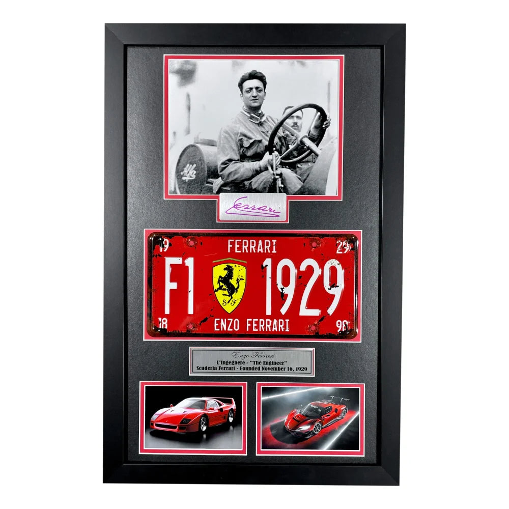 Enzo Ferrari Scuderia Racing License Plate Frame - Vintage 1929 F1 Memorabilia for Car Enthusiasts | Perfect for Ferrari Fans, Man Cave Decor & Auto Collectors