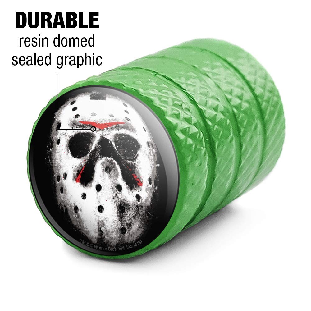 Friday The 13th Jason Mask Aluminum Valve Stem Caps for Car Wheels - Horror Movie Themed Tire Accessories for Halloween & Cosplay