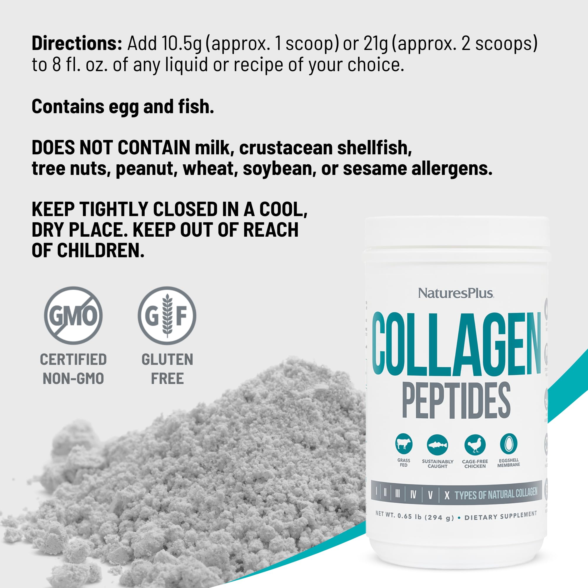 Natures Plus Collagen Peptides Powder - 0.65 lbs (Pack of 2) for Hair, Skin, Nails & Joint Support | Non-GMO, Gluten Free | 56 Servings | Immune System Booster | Perfect for Smoothies, Coffee & Post-Workout Recovery