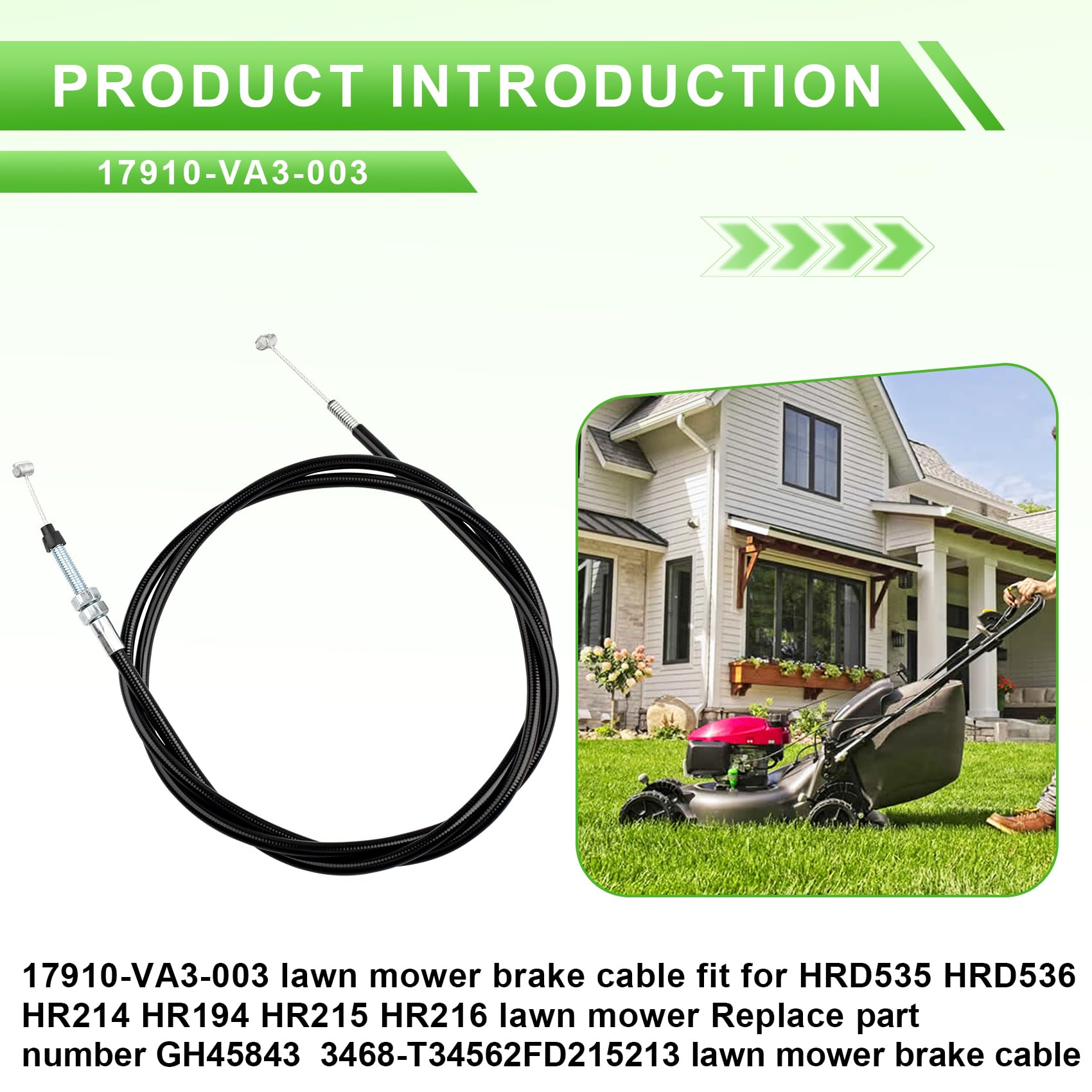 HRD535 HRD536 Lawn Mower Brake Cable - GH45843 Replacement for Outdoor Mowing