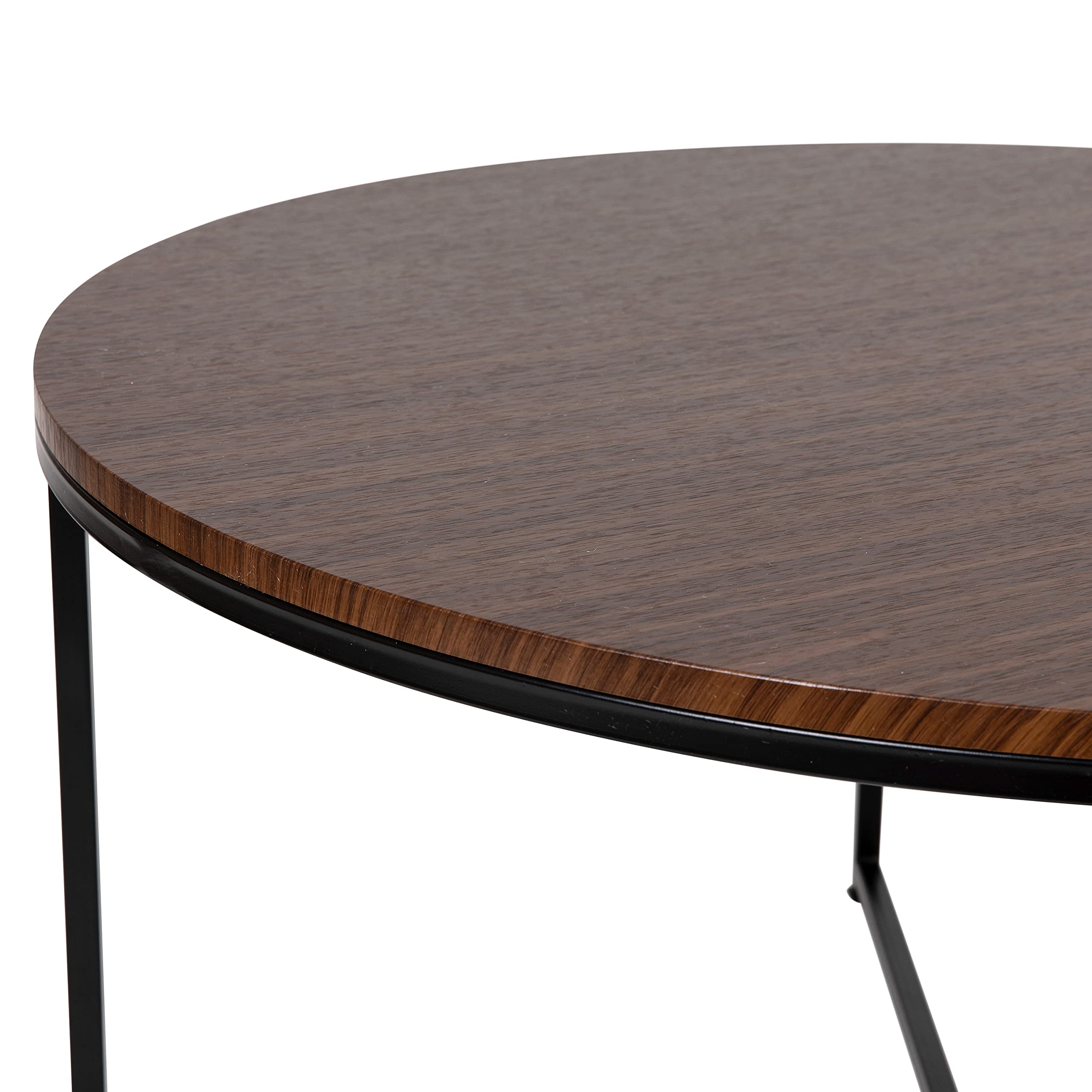 Hampstead Collection Modern Walnut Finish Coffee Table with Crisscross Matte Black Frame - Stylish Living Room Centerpiece for Home Decor