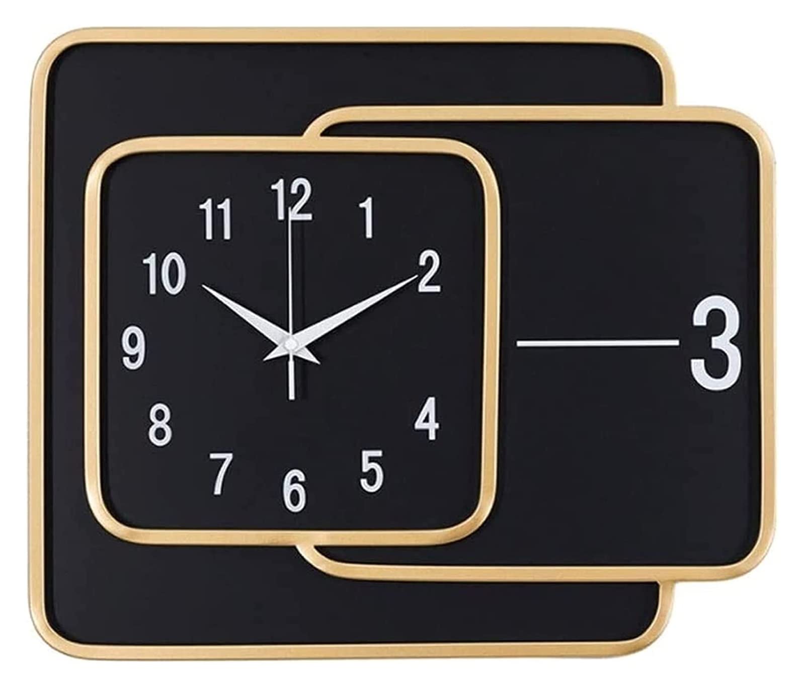 Modern Metal Wall Clock - Nordic Simple Rectangular Single-Sided Wall Watch for Living Room Decor | Home Office Bedroom Kitchen Wall Art & Timepiece